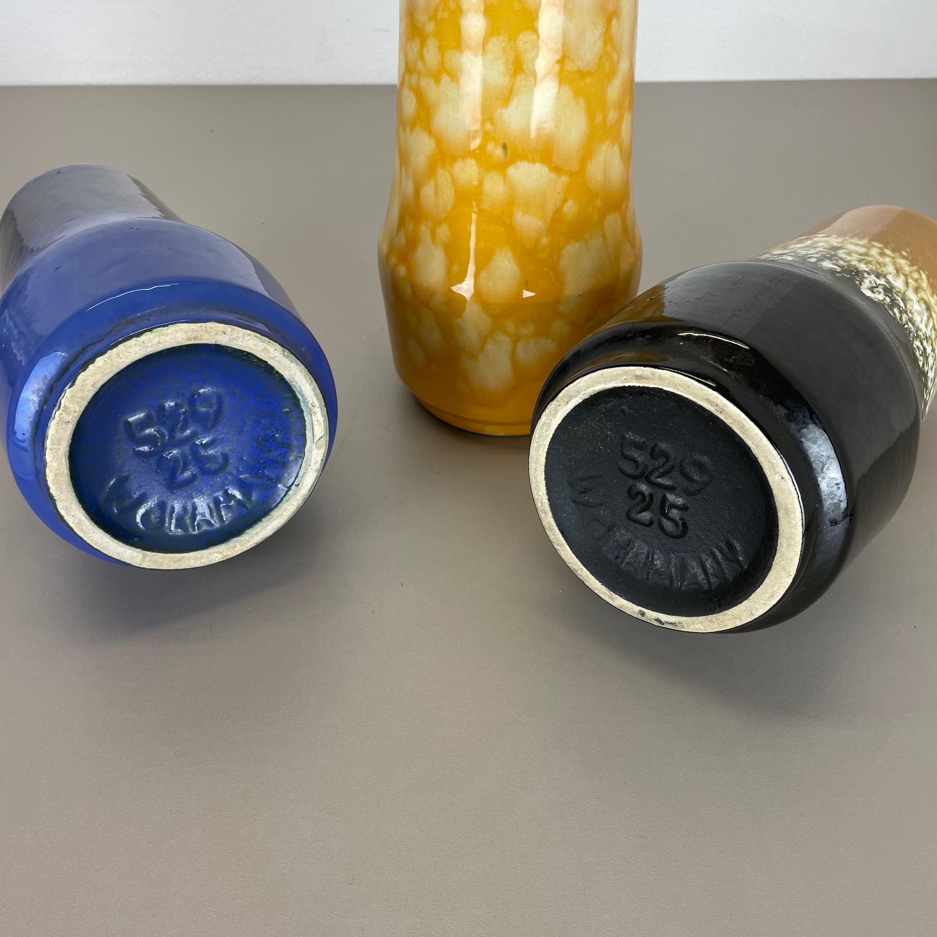 Set von drei „Supercolor“-Vasen aus Keramik „Fast Lava“ von Scheurich, Deutschland 1970er Jahre im Angebot 14