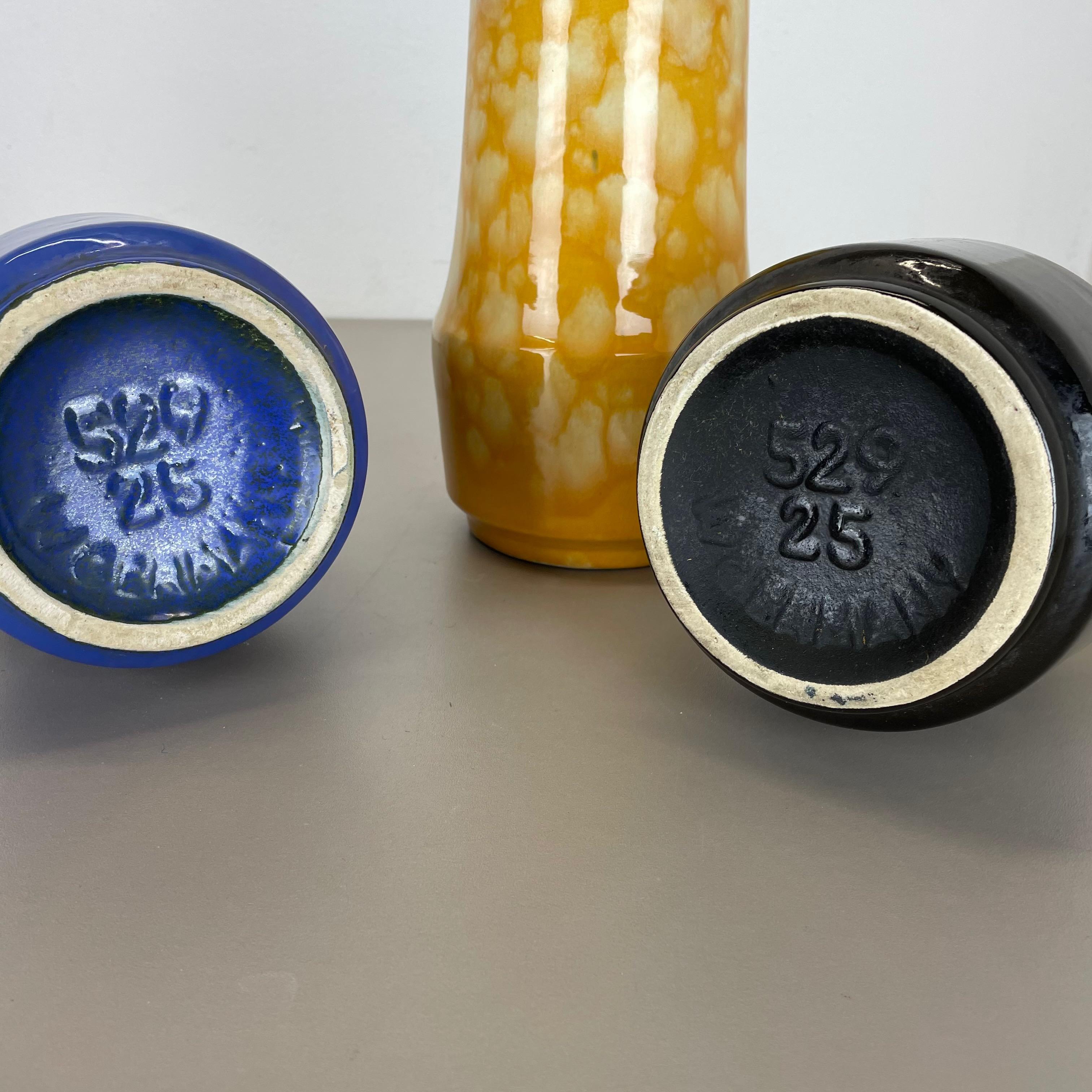 Set von drei „Supercolor“-Vasen aus Keramik „Fast Lava“ von Scheurich, Deutschland 1970er Jahre im Angebot 15