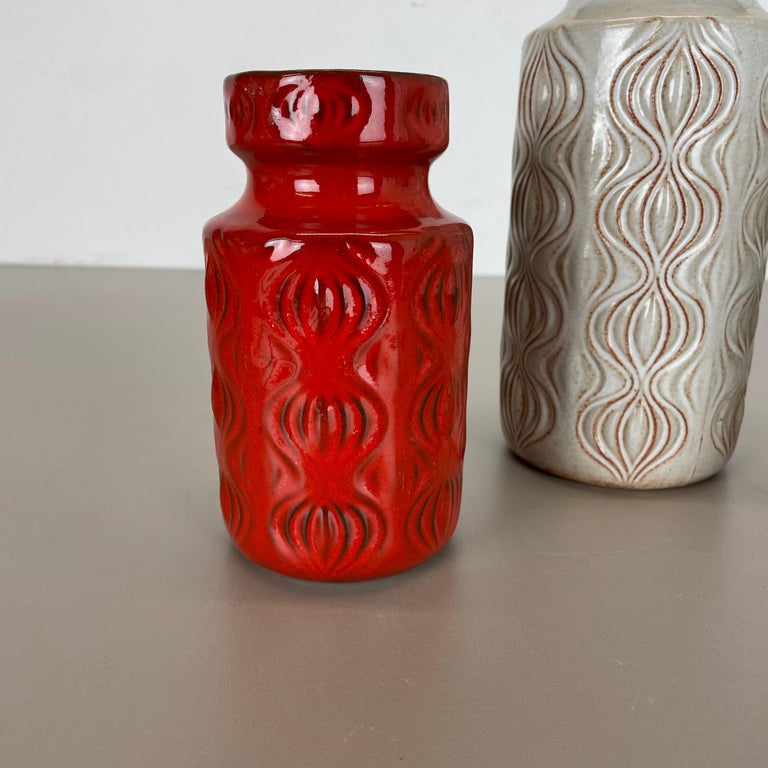 Set of Three Pottery Fat Lava Vases 285 