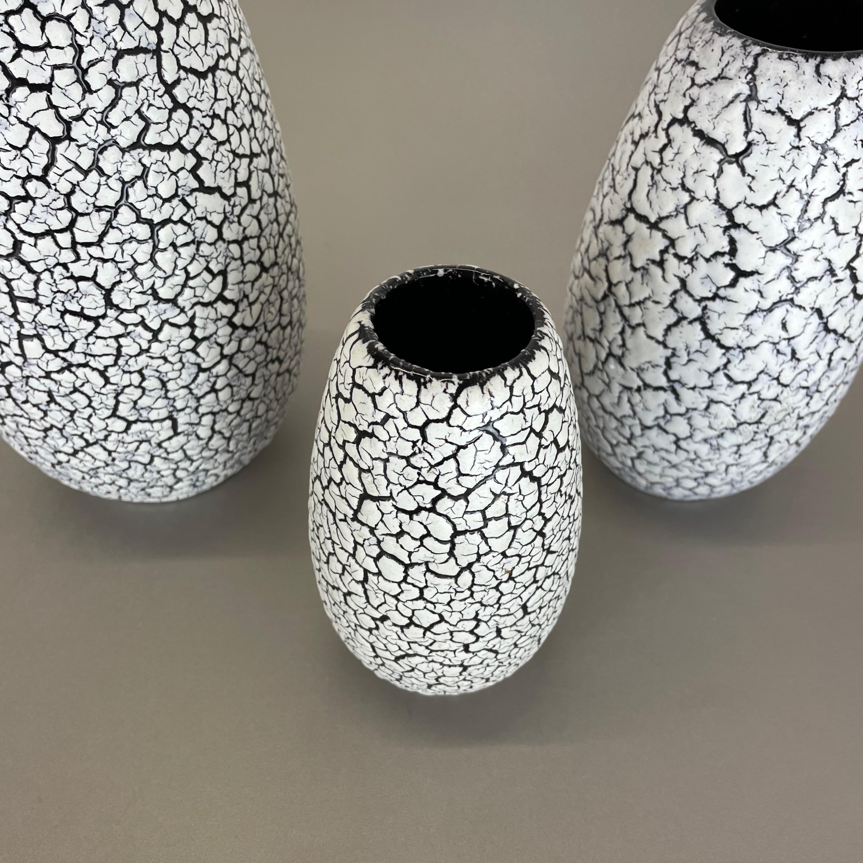 Ensemble de trois vases en poterie de lave grasse Craquele de Jasba, Allemagne, 1970 en vente 3