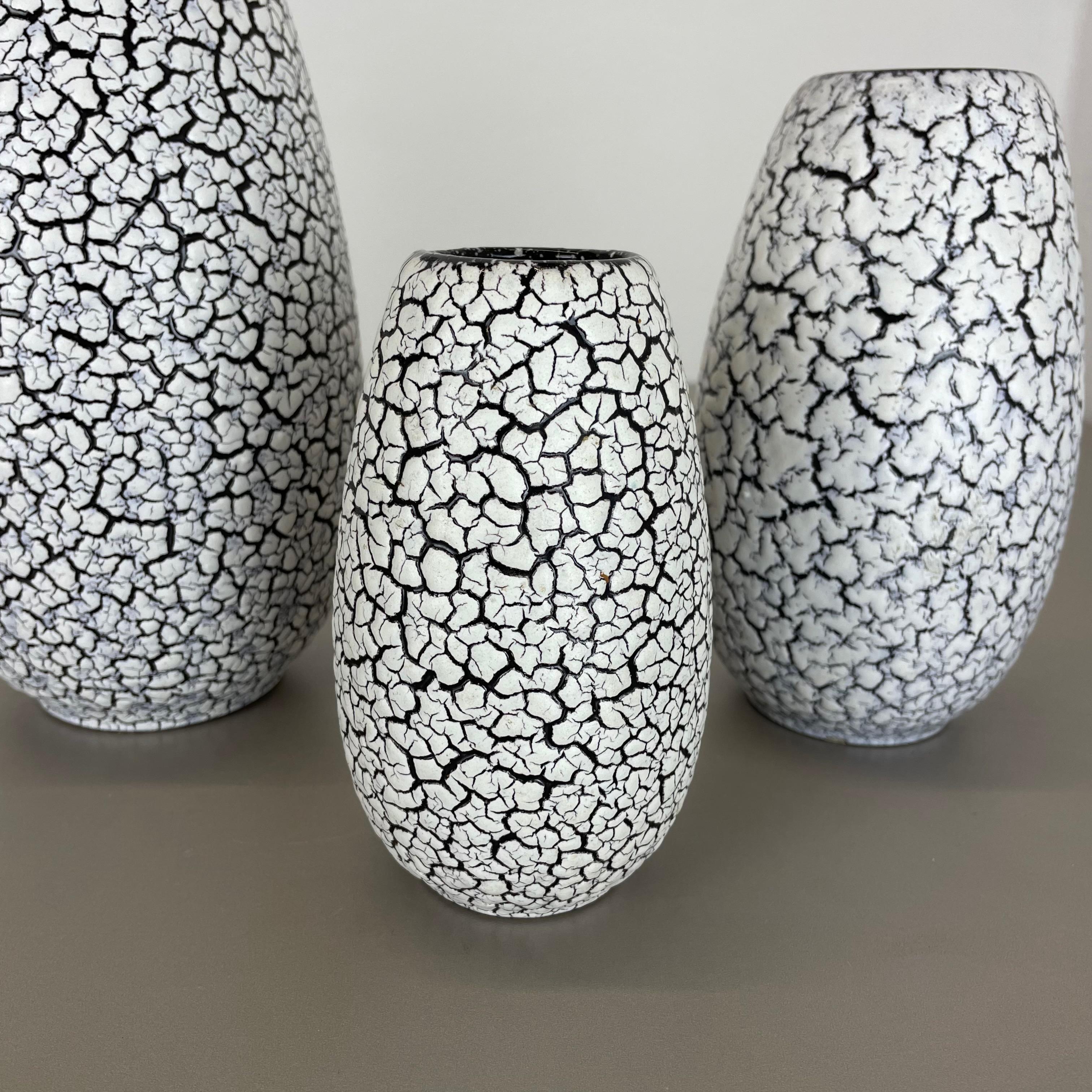 Set of Three Pottery Fat Lava Vases 