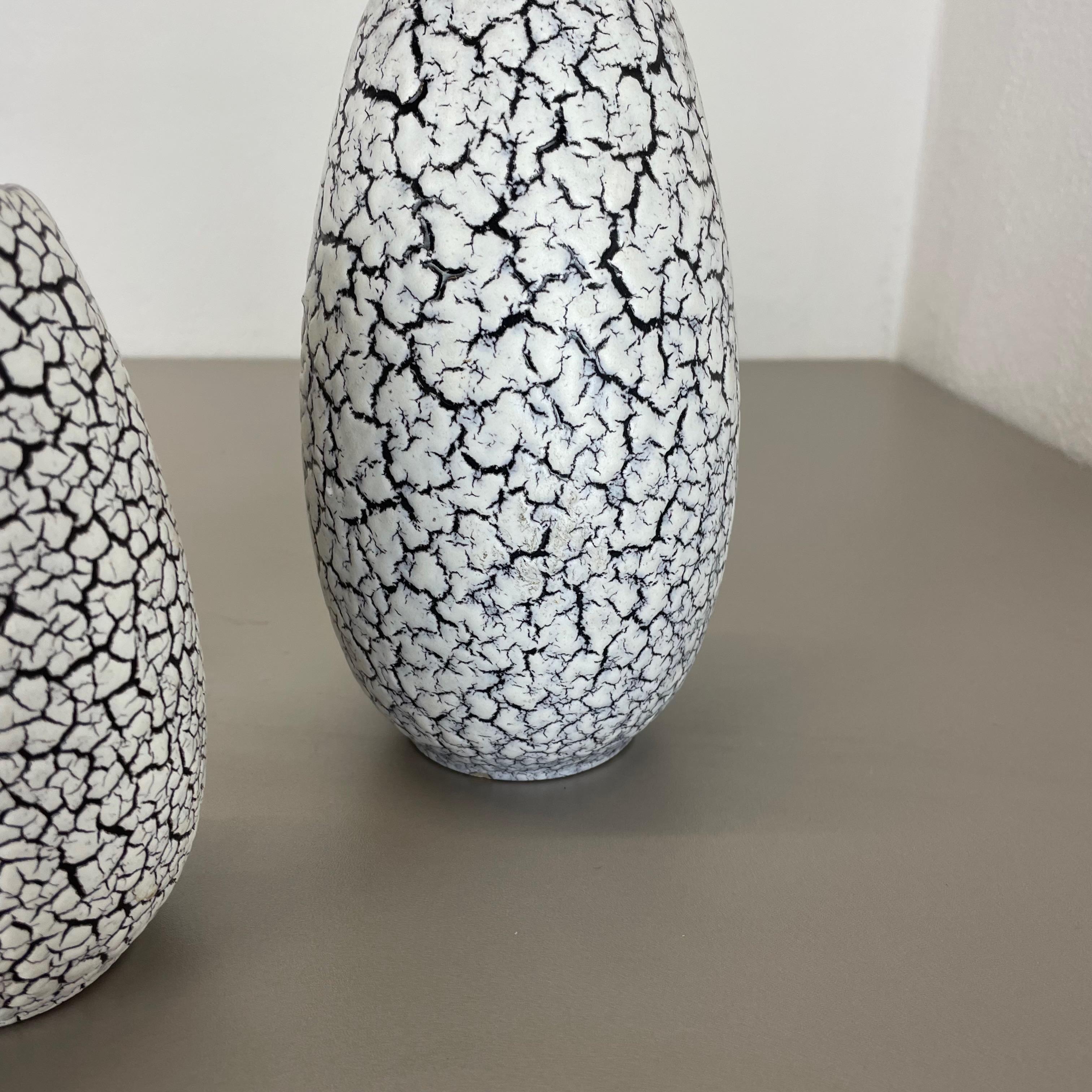 Set of Three Pottery Fat Lava Vases 