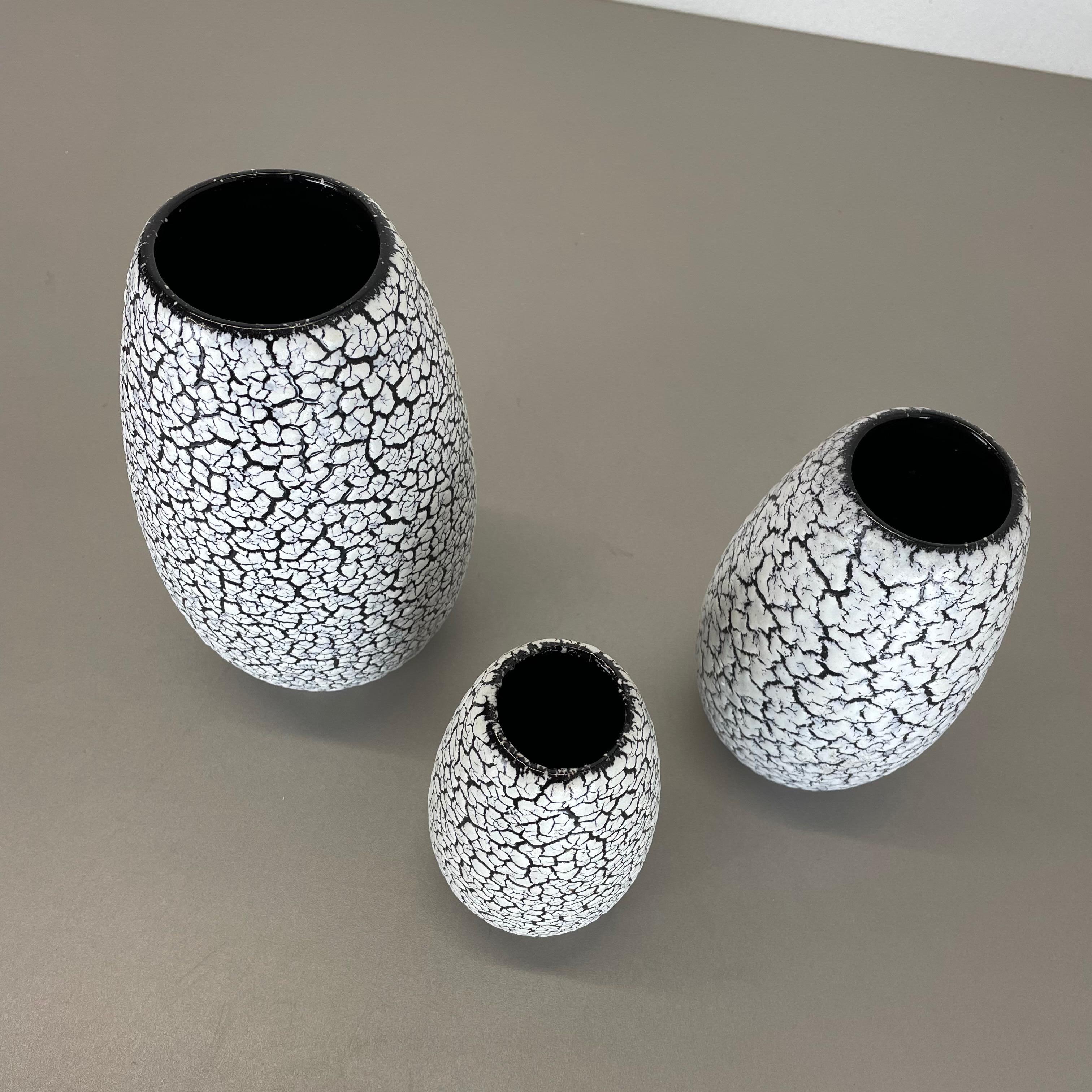 Set of Three Pottery Fat Lava Vases 