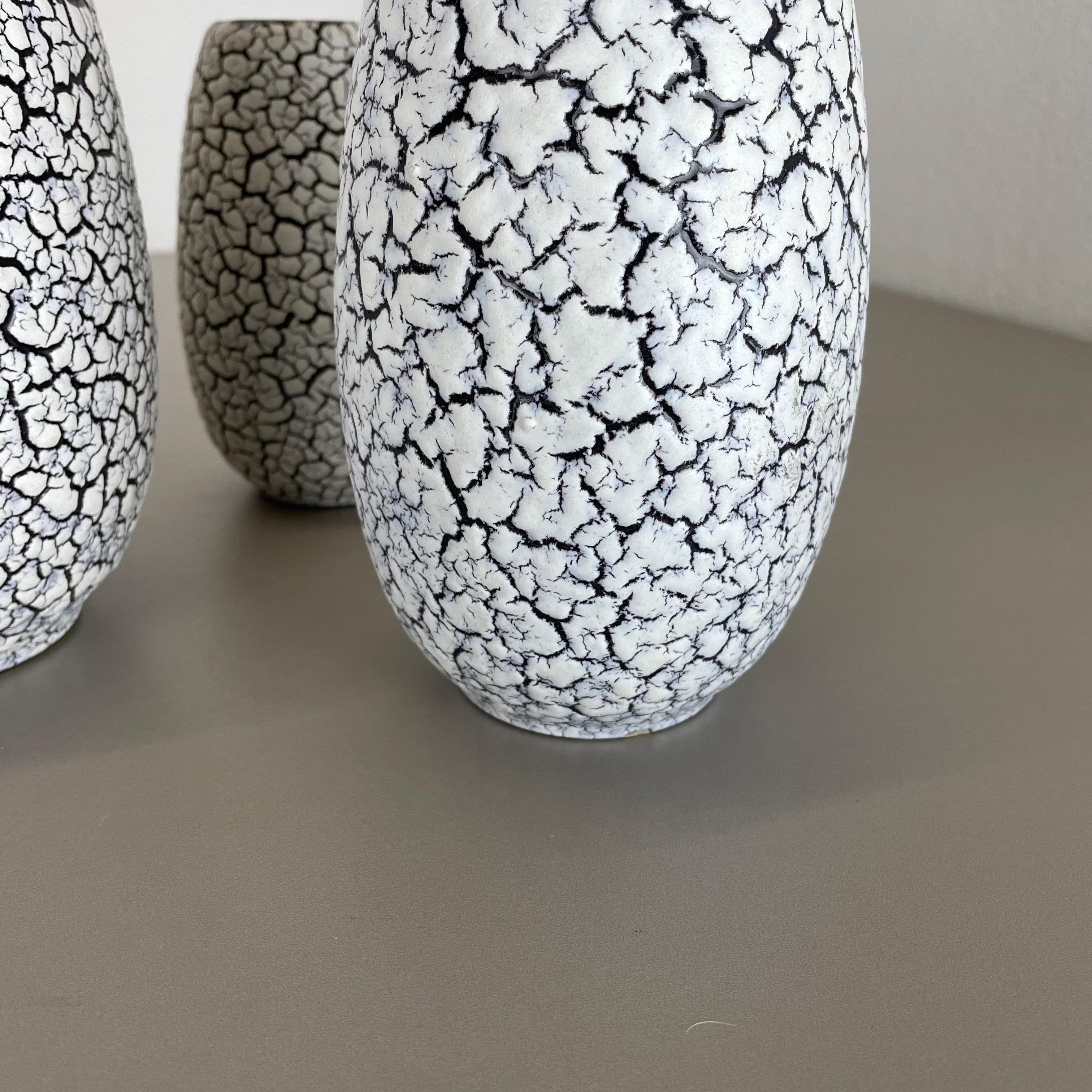 Set of Three Pottery Fat Lava Vases 