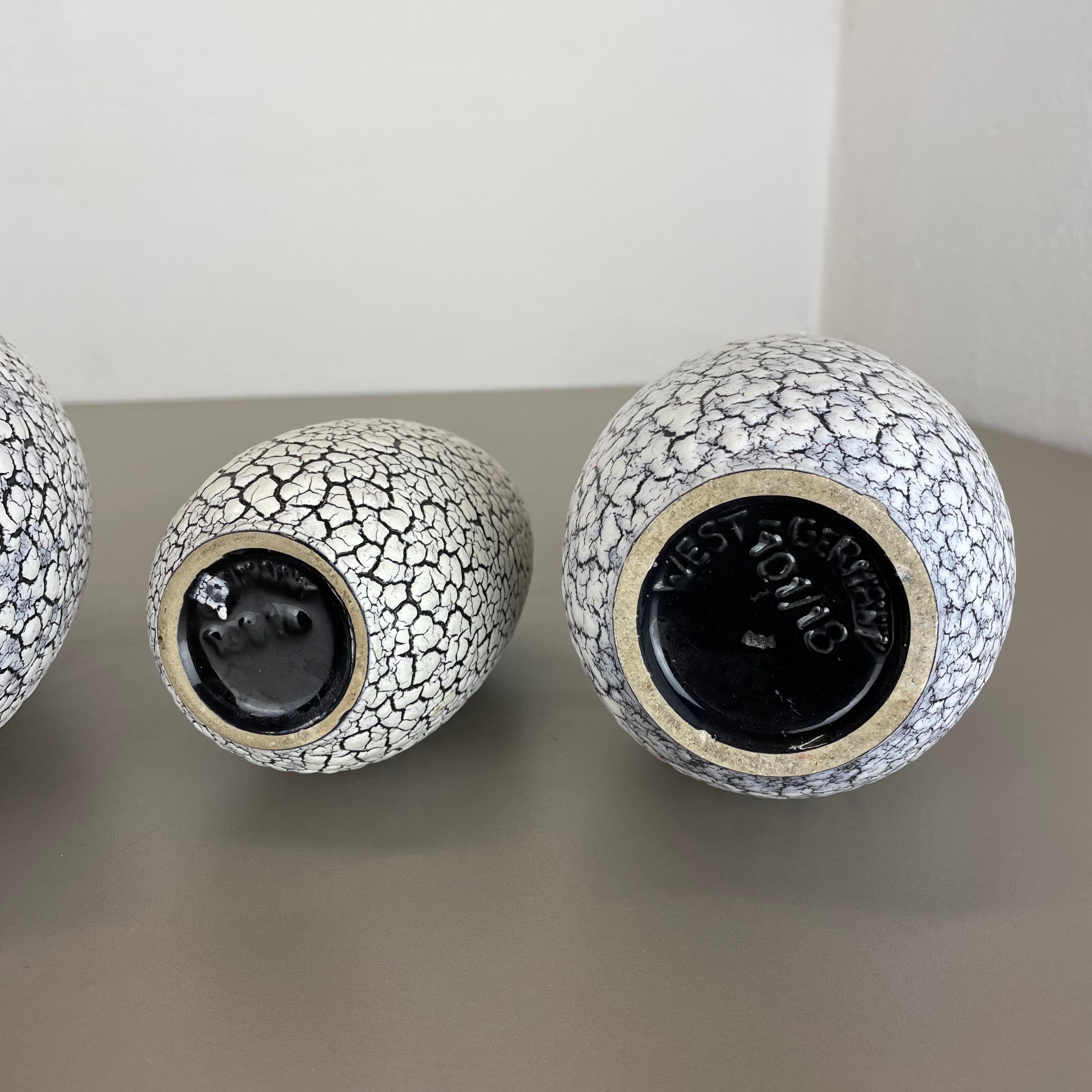 Ensemble de trois vases en poterie de lave grasse Craquele de Jasba, Allemagne, 1970 en vente 11