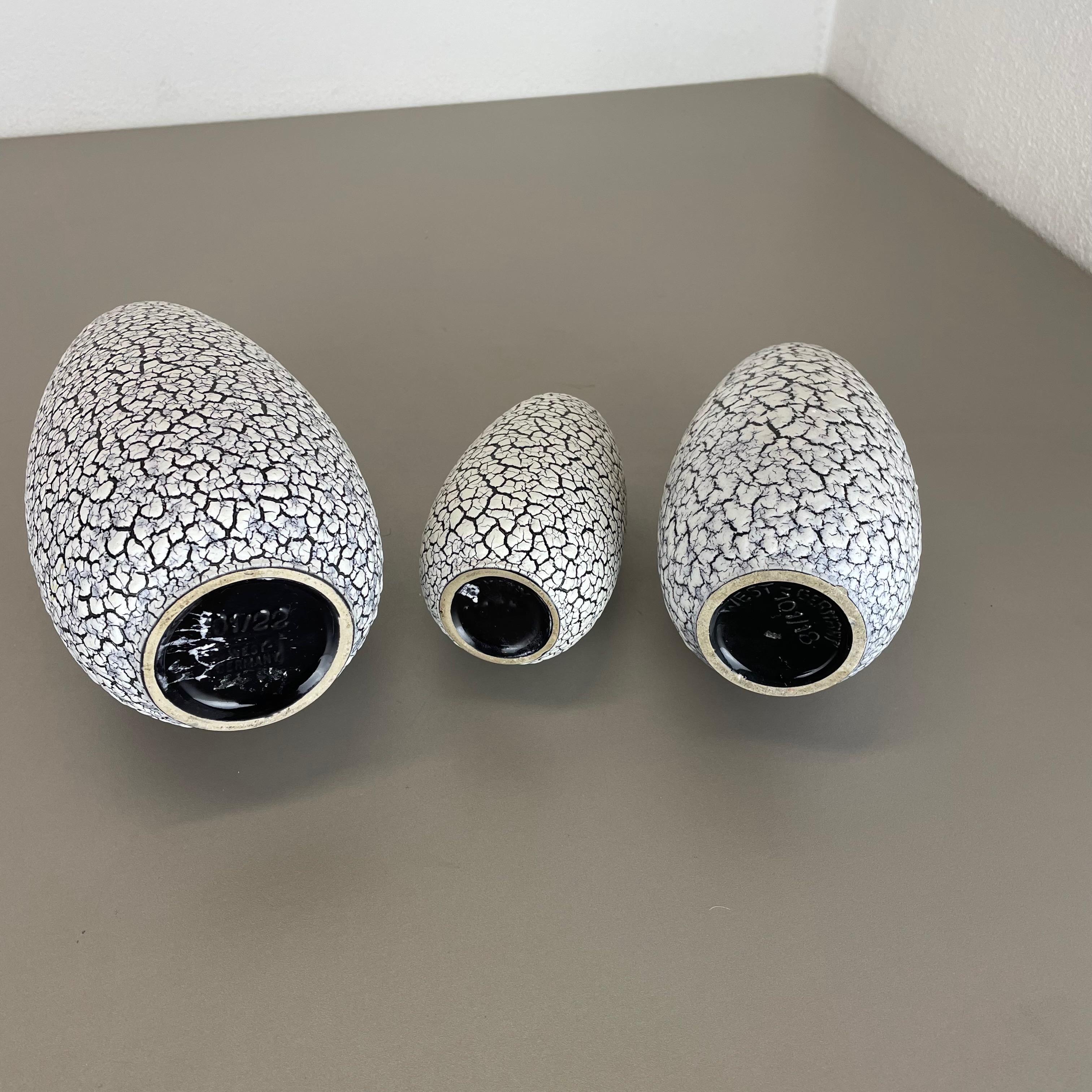 Ensemble de trois vases en poterie de lave grasse Craquele de Jasba, Allemagne, 1970 en vente 13