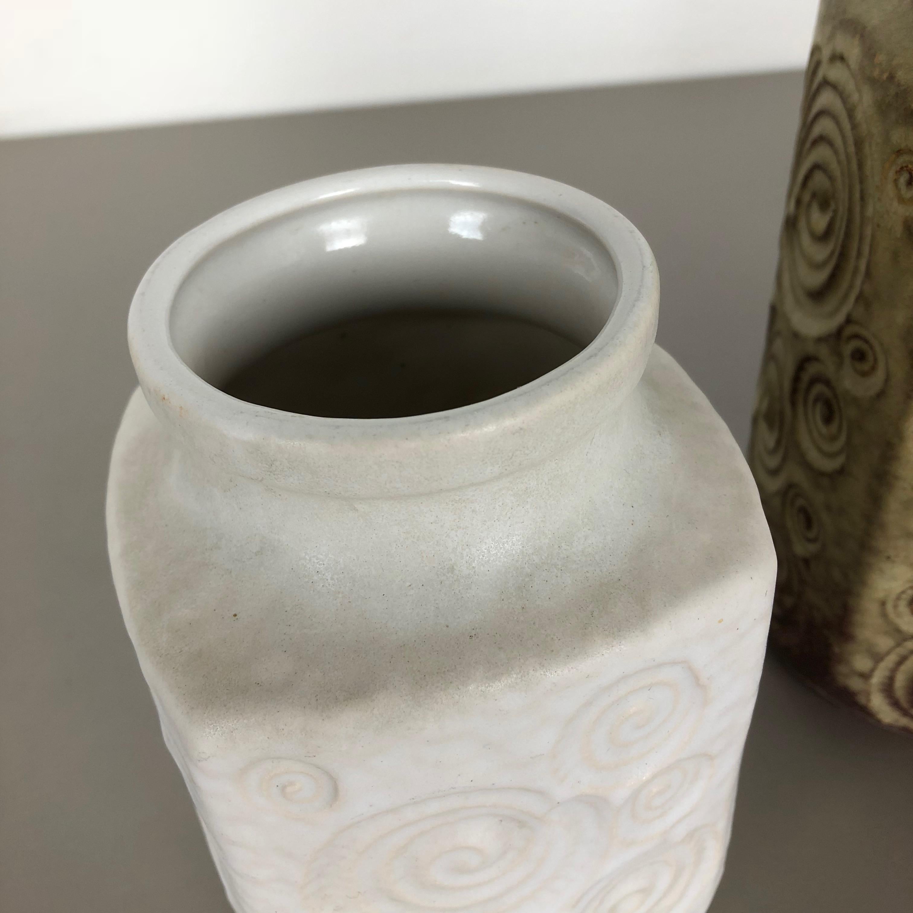 Set of Three Pottery Fat Lava Vases 