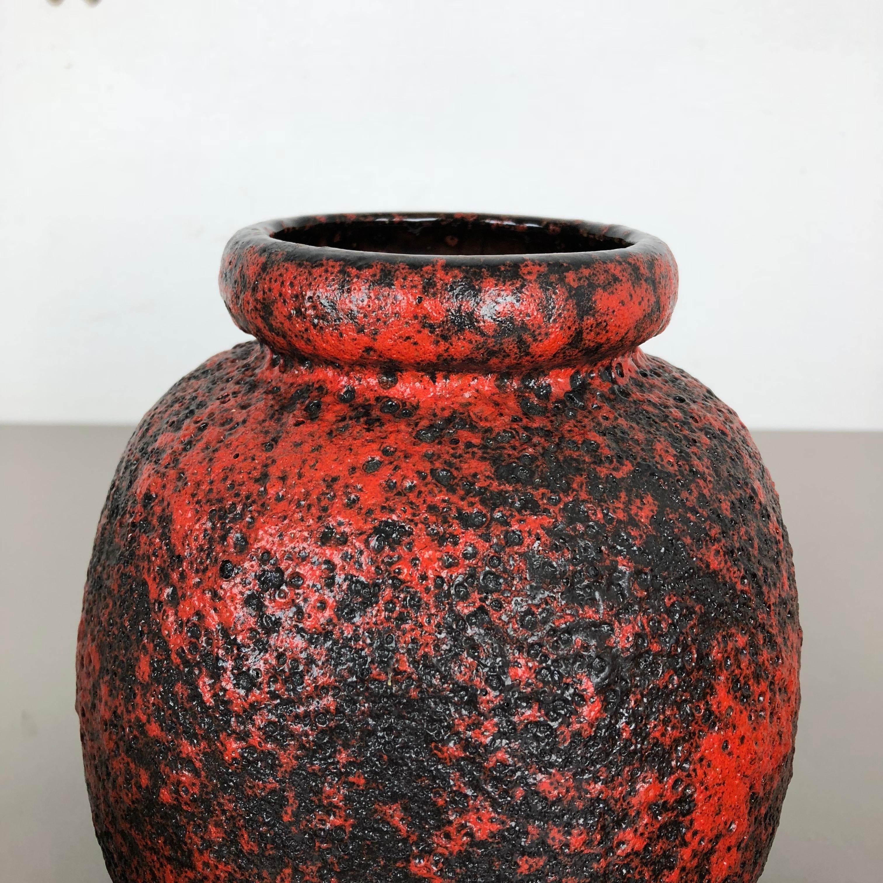 Set von drei flachen Lava-Vasen aus Keramik „Multi-Color“ von Scheurich, Deutschland, 1970er Jahre im Angebot 7