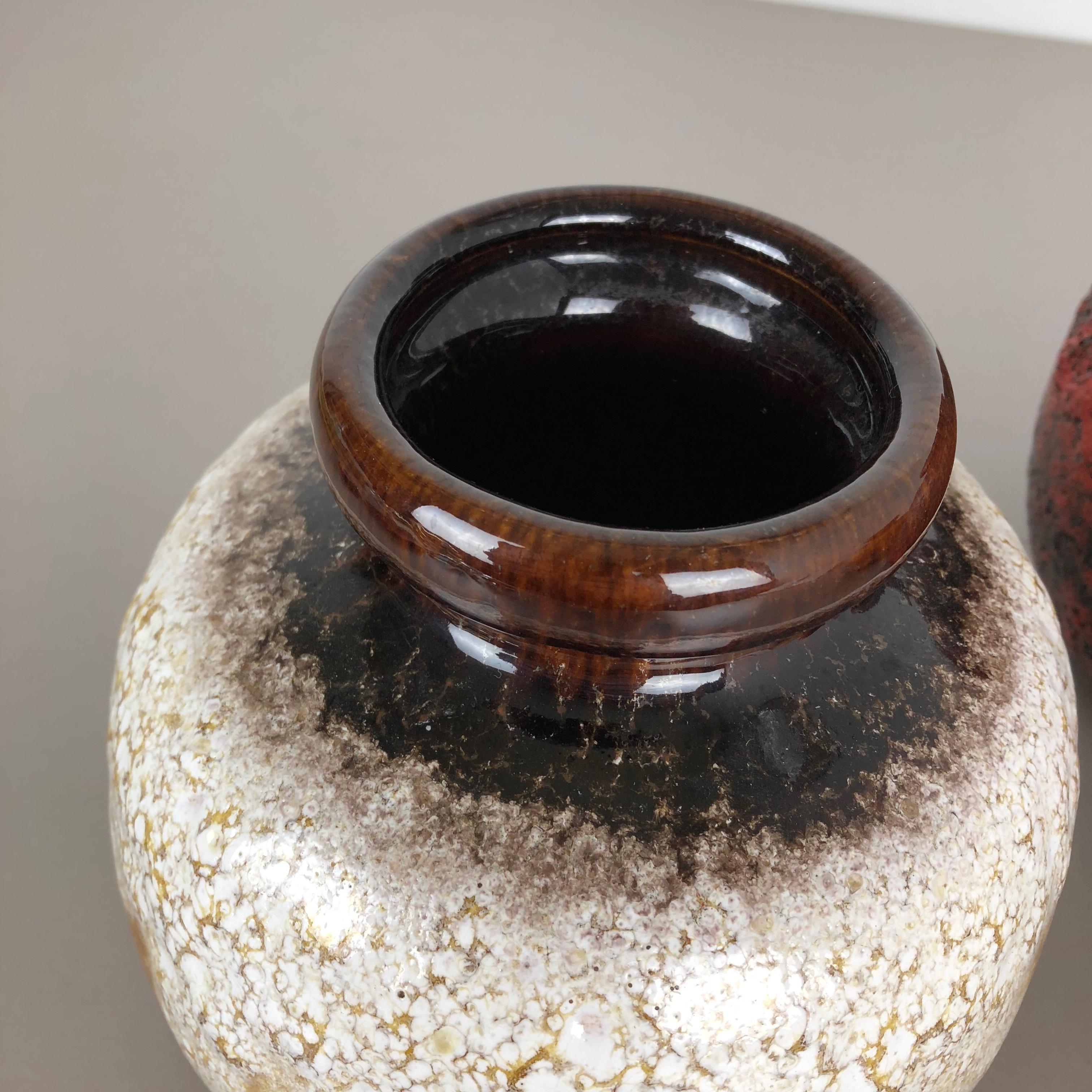 Ceramic Set of Three Pottery Fat Lava Vases 