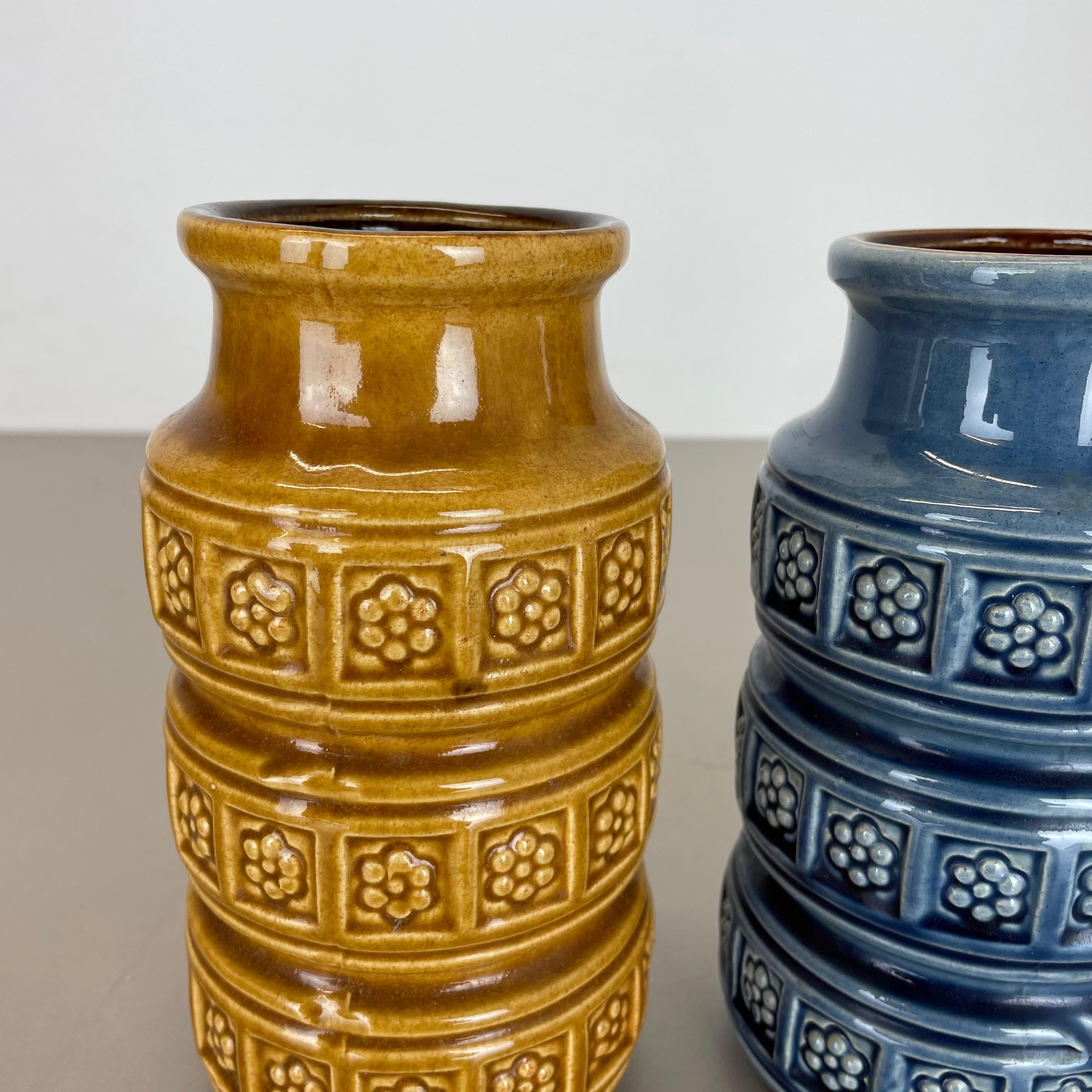 20th Century Set of Three Pottery Fat Lava Vases 