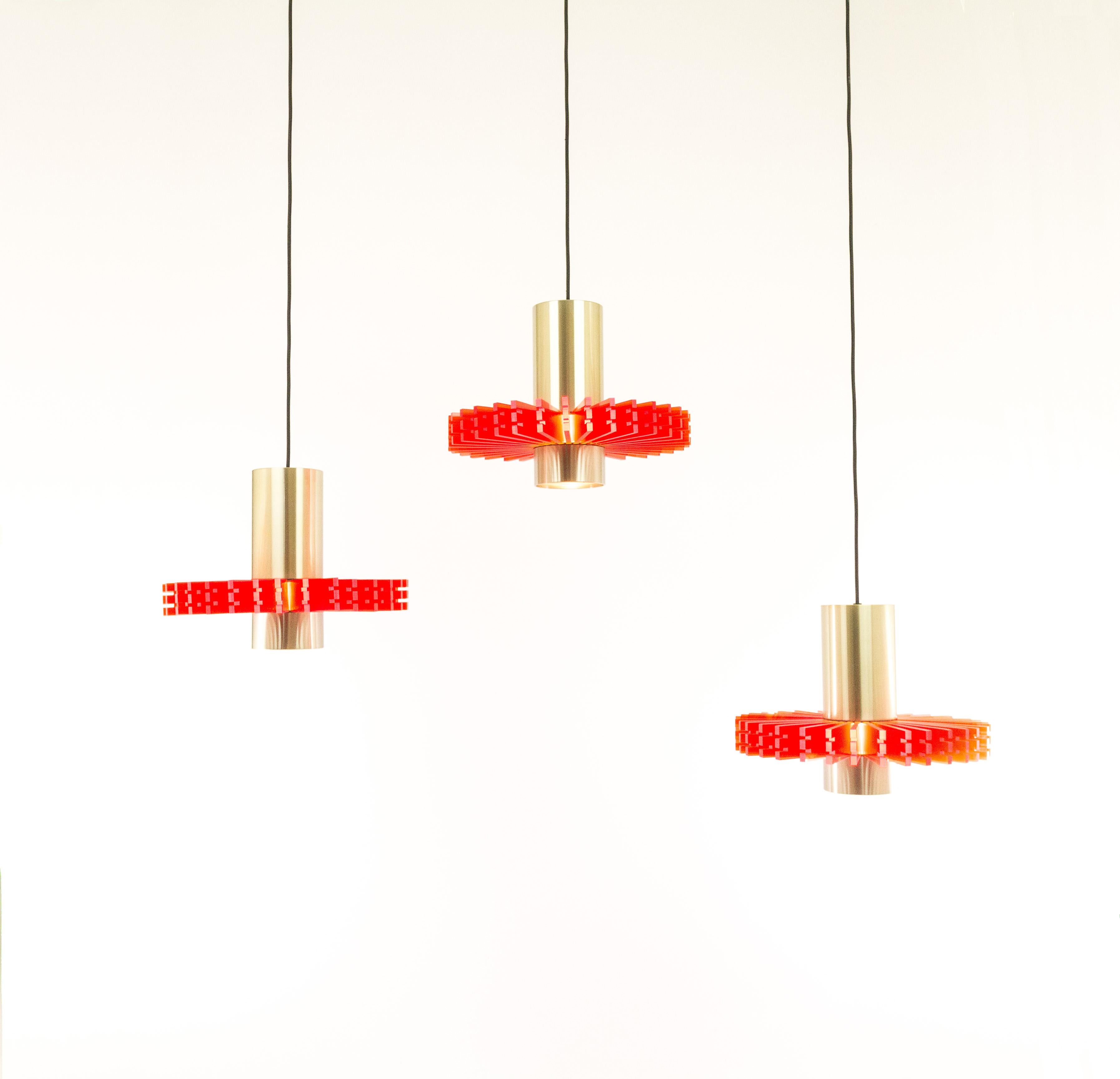 Aluminium Ensemble de trois pendentifs col de priest par Claus Bolby pour Cebo Industri, années 1960 en vente