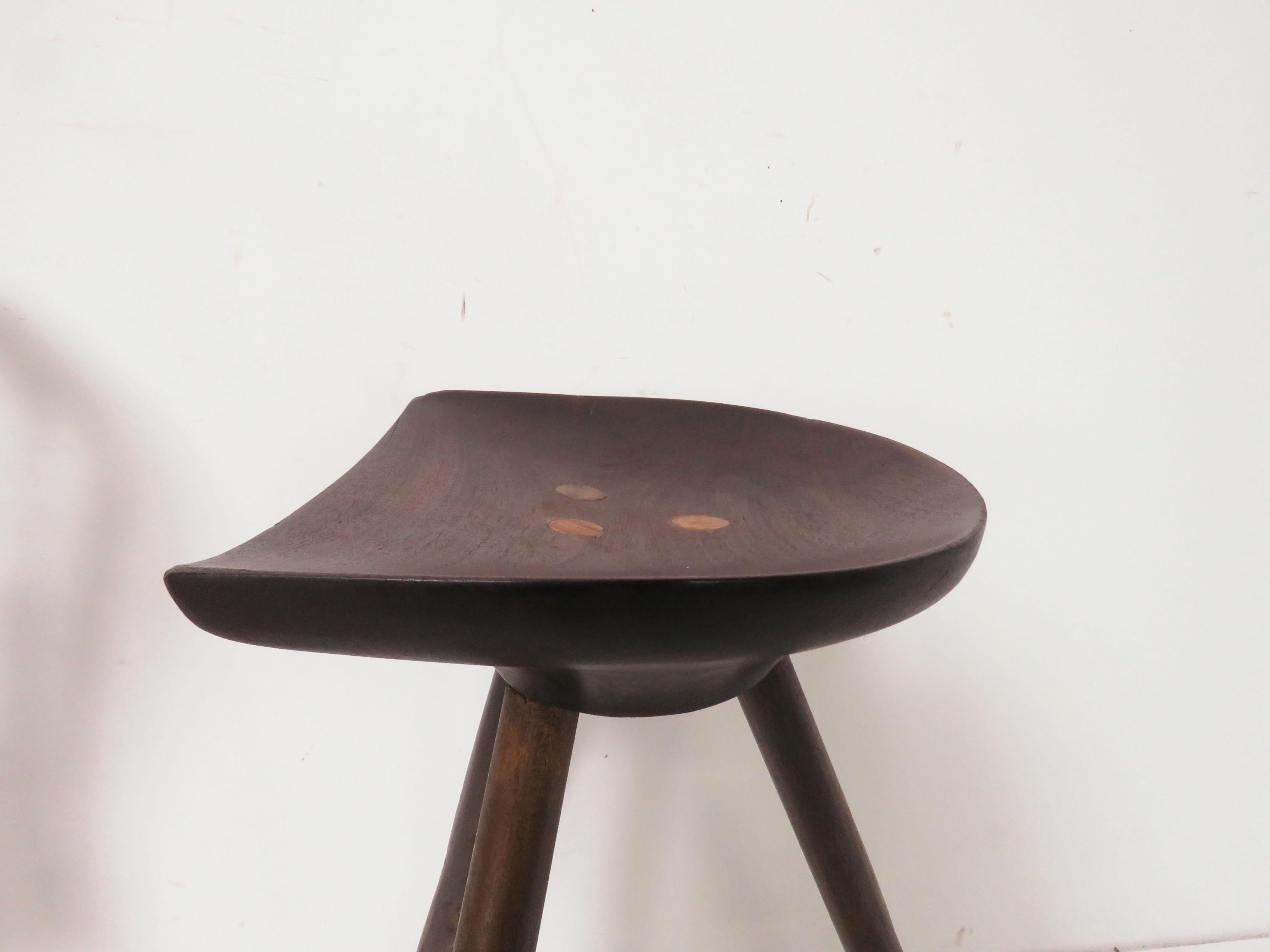 Set of Three Primitive Folk Art Tripod Stools 3