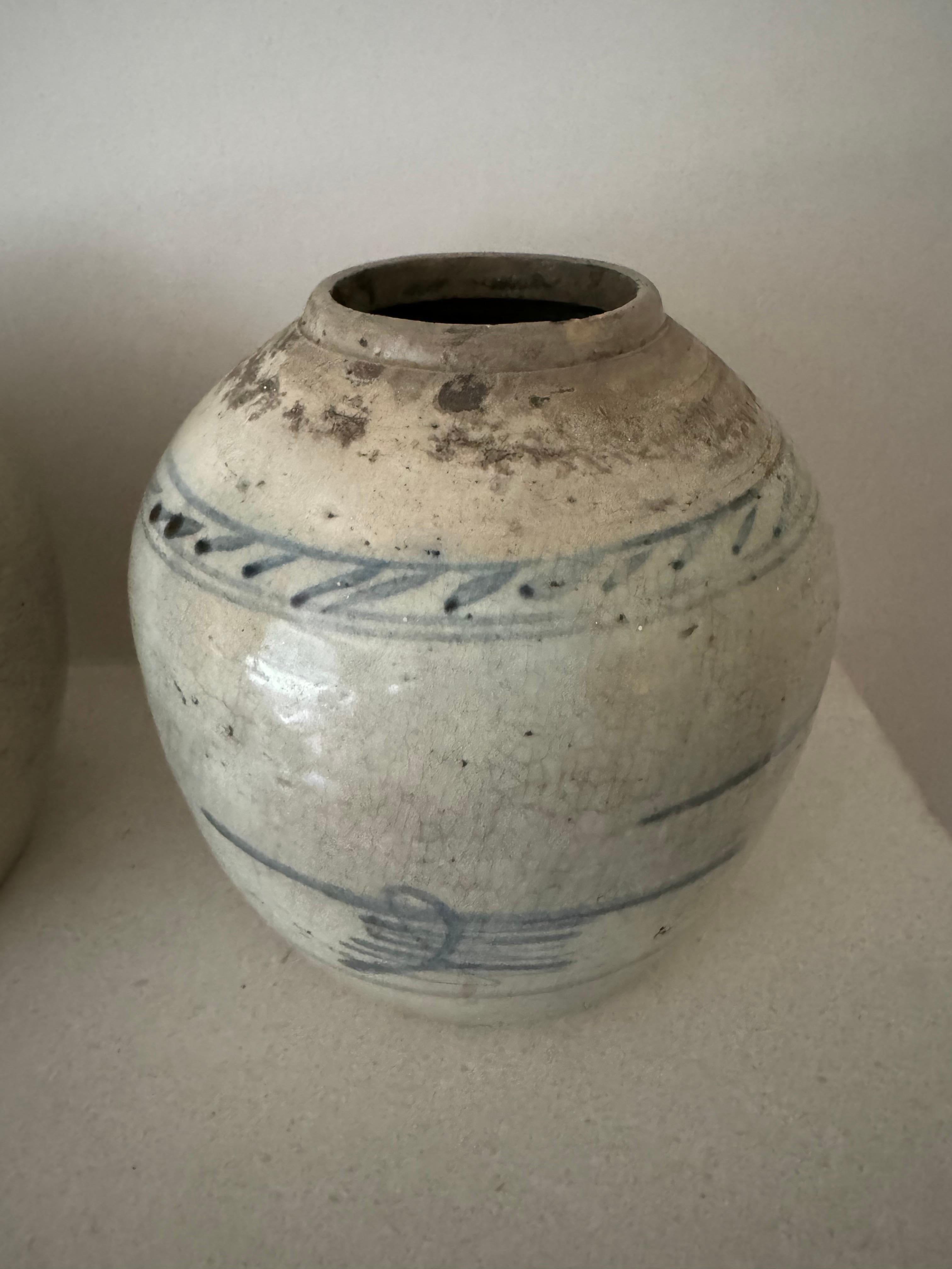 19th Century Set of three provincial glazed pottery ginger jars For Sale