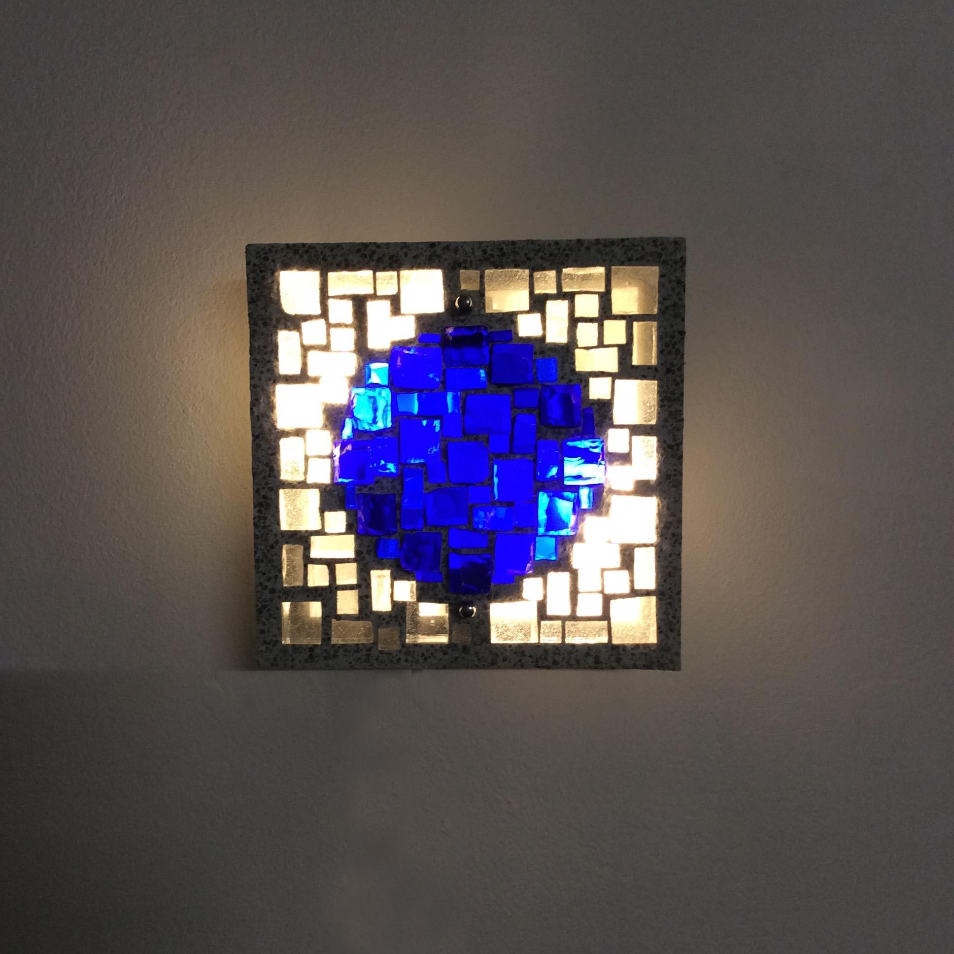 Juego de tres apliques modernistas psicodélicos de hormigón y cristal de los años 70, Alemania en venta 8