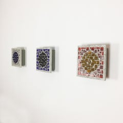 Set of Three Psychedelic Modernist 1970s Concrete and Glass Wall Lights, Germany