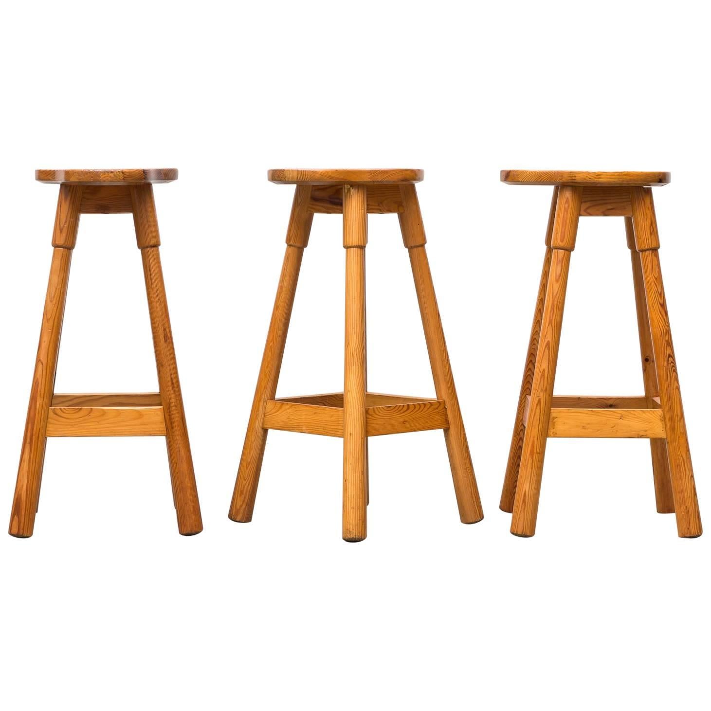 Set of Three Rainer Daumiller Pine Bar Stools