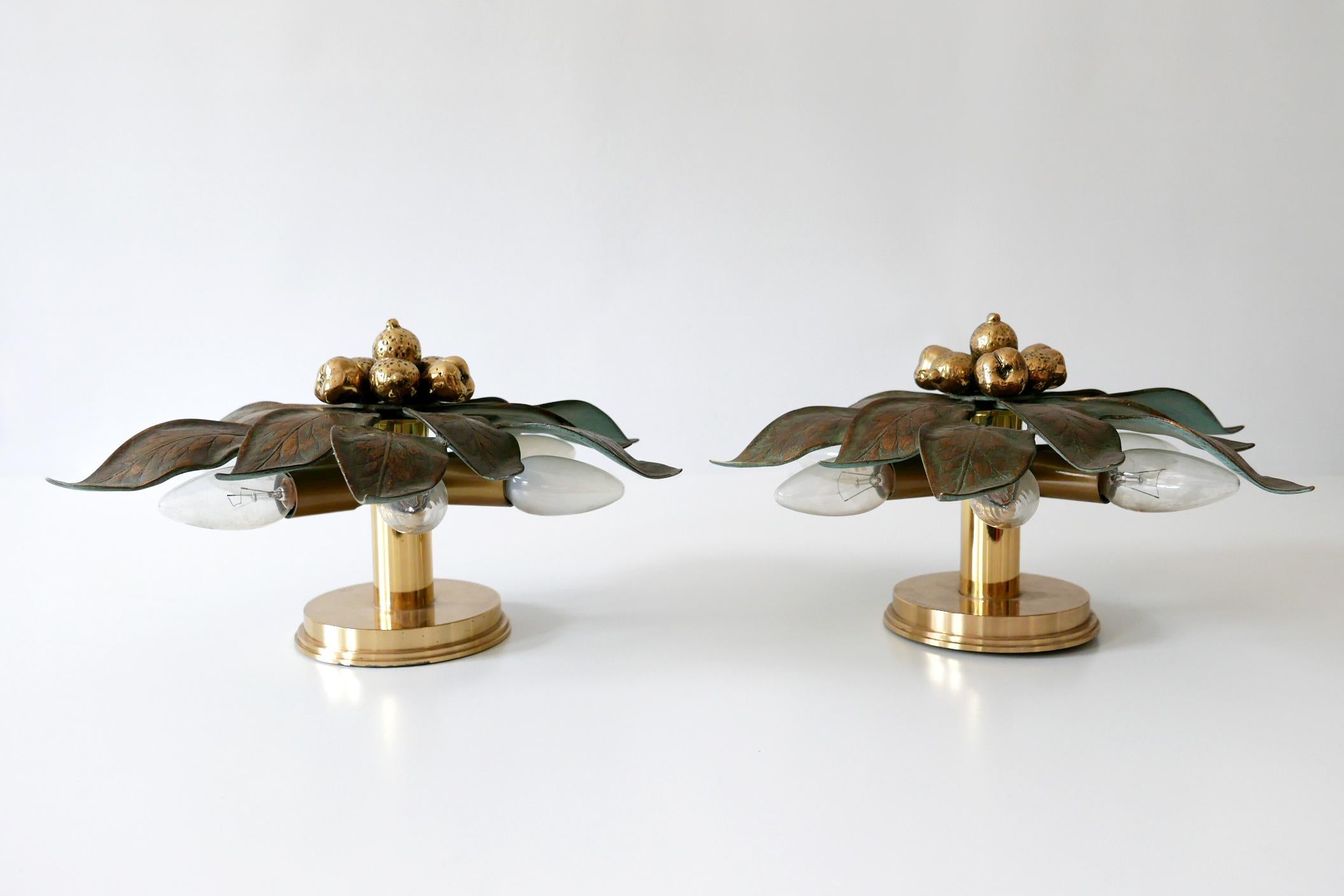 Set of Three Rare Bronze Patinated Brass Wall and Ceiling Lamps, 1970s, Germany 6