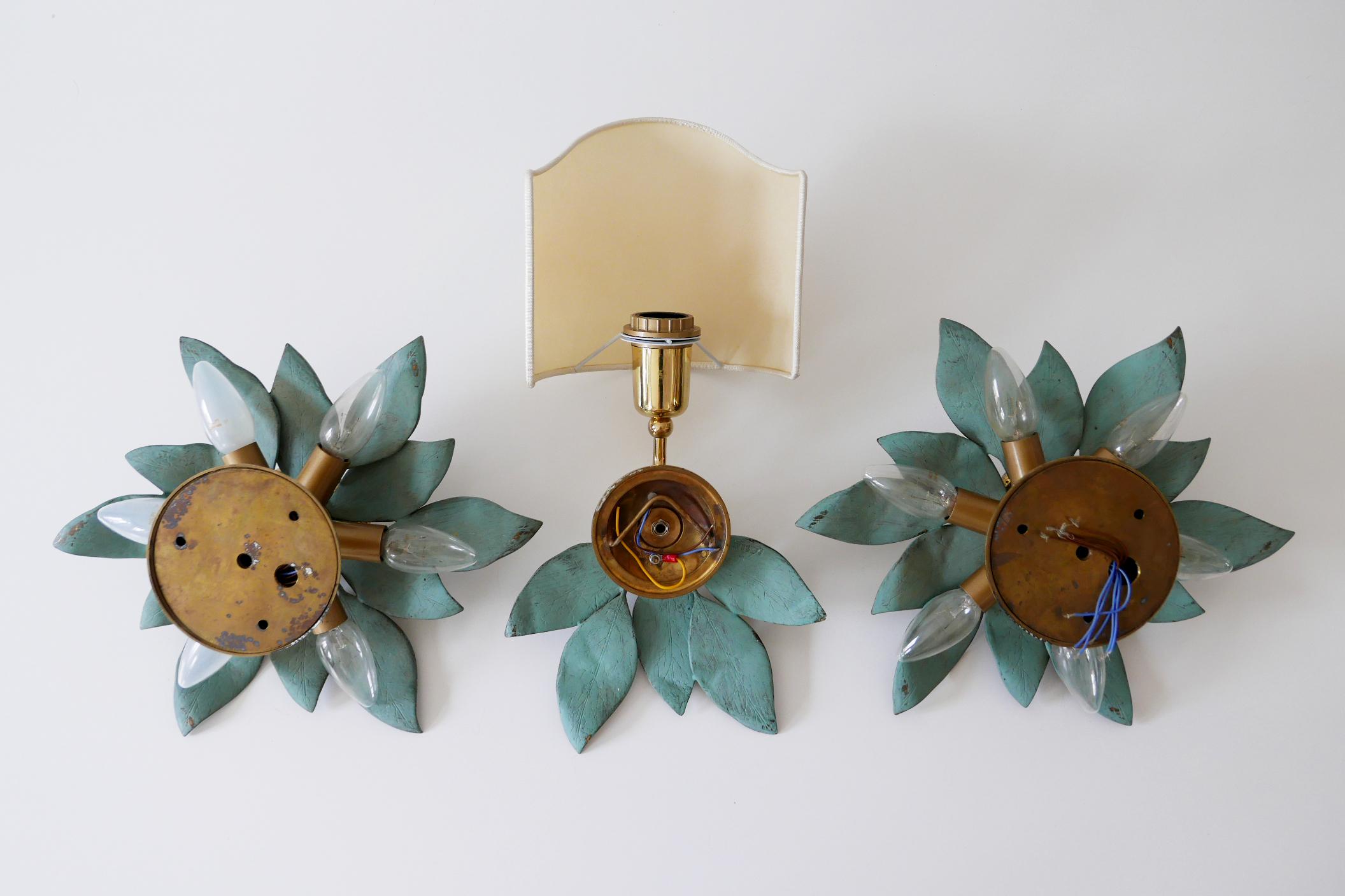Set of Three Rare Bronze Patinated Brass Wall and Ceiling Lamps, 1970s, Germany 12