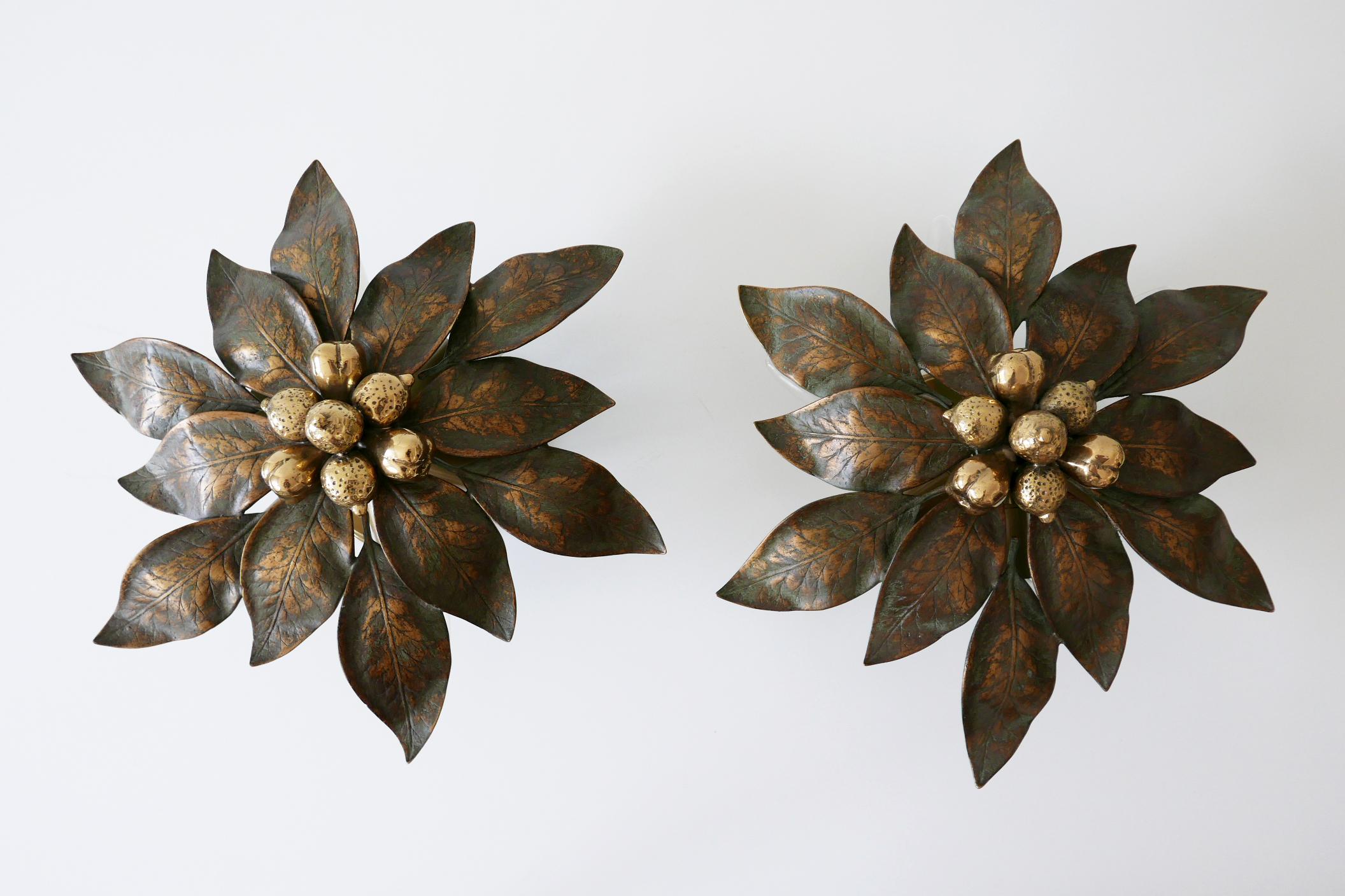 Set of Three Rare Bronze Patinated Brass Wall and Ceiling Lamps, 1970s, Germany In Good Condition In Munich, DE