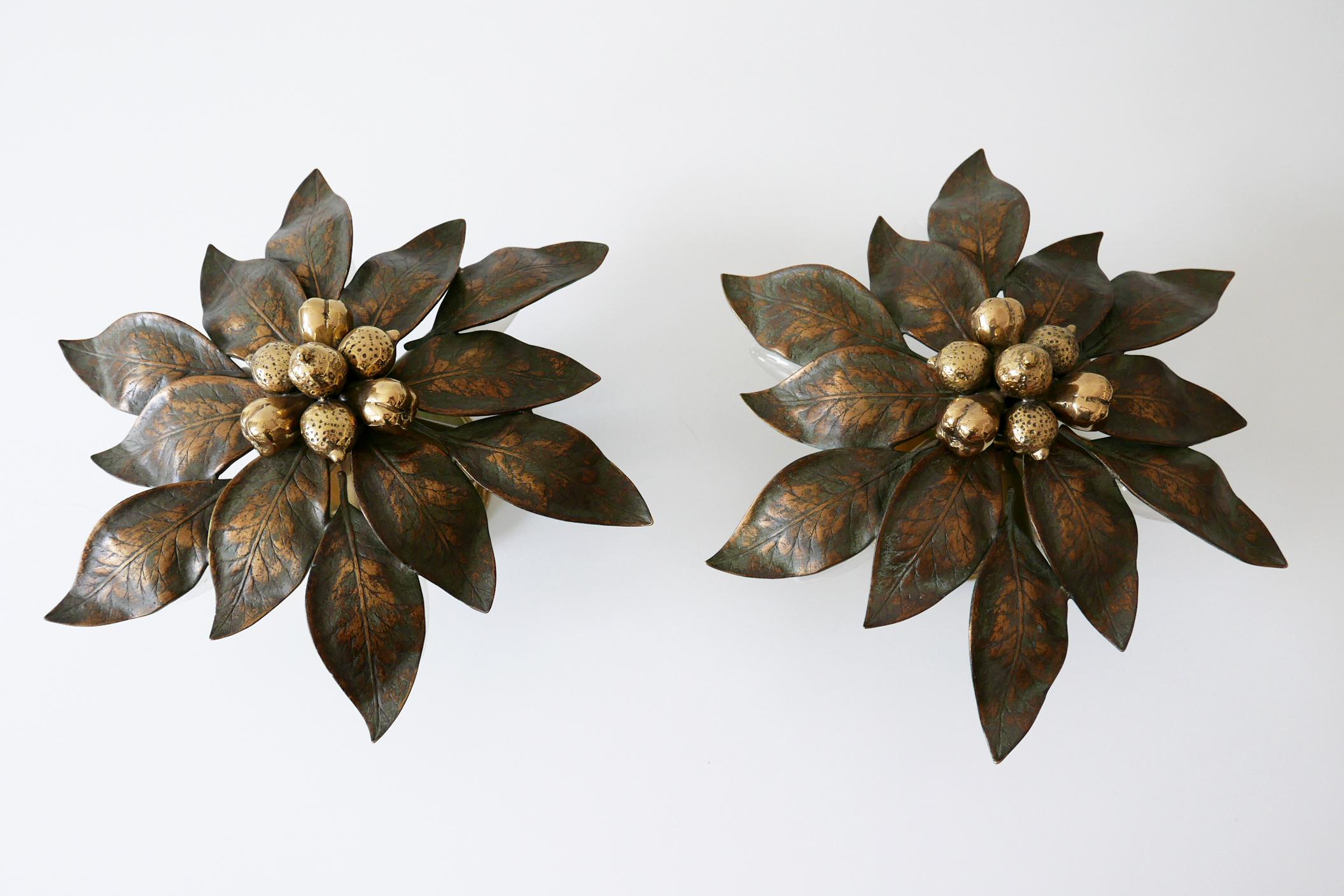 Late 20th Century Set of Three Rare Bronze Patinated Brass Wall and Ceiling Lamps, 1970s, Germany