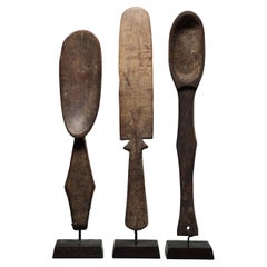 Set of Three Rare Fang Wood Spoons, Gabon, Africa old collection provenance