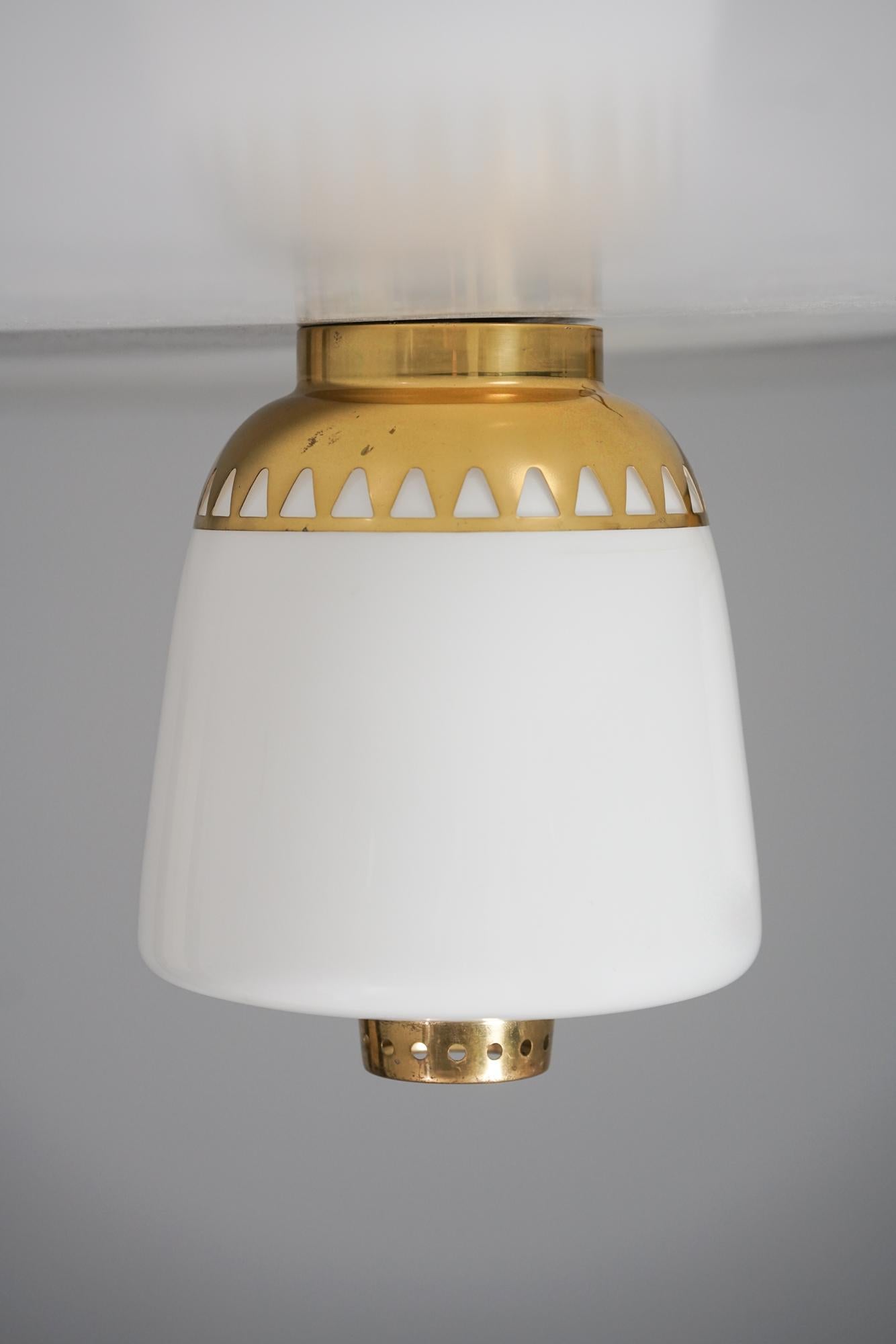 Scandinavian Modern Set of Three Rare Flush Mounts, Lisa Johansson-Pape, Orno Oy, 1940/1950s For Sale