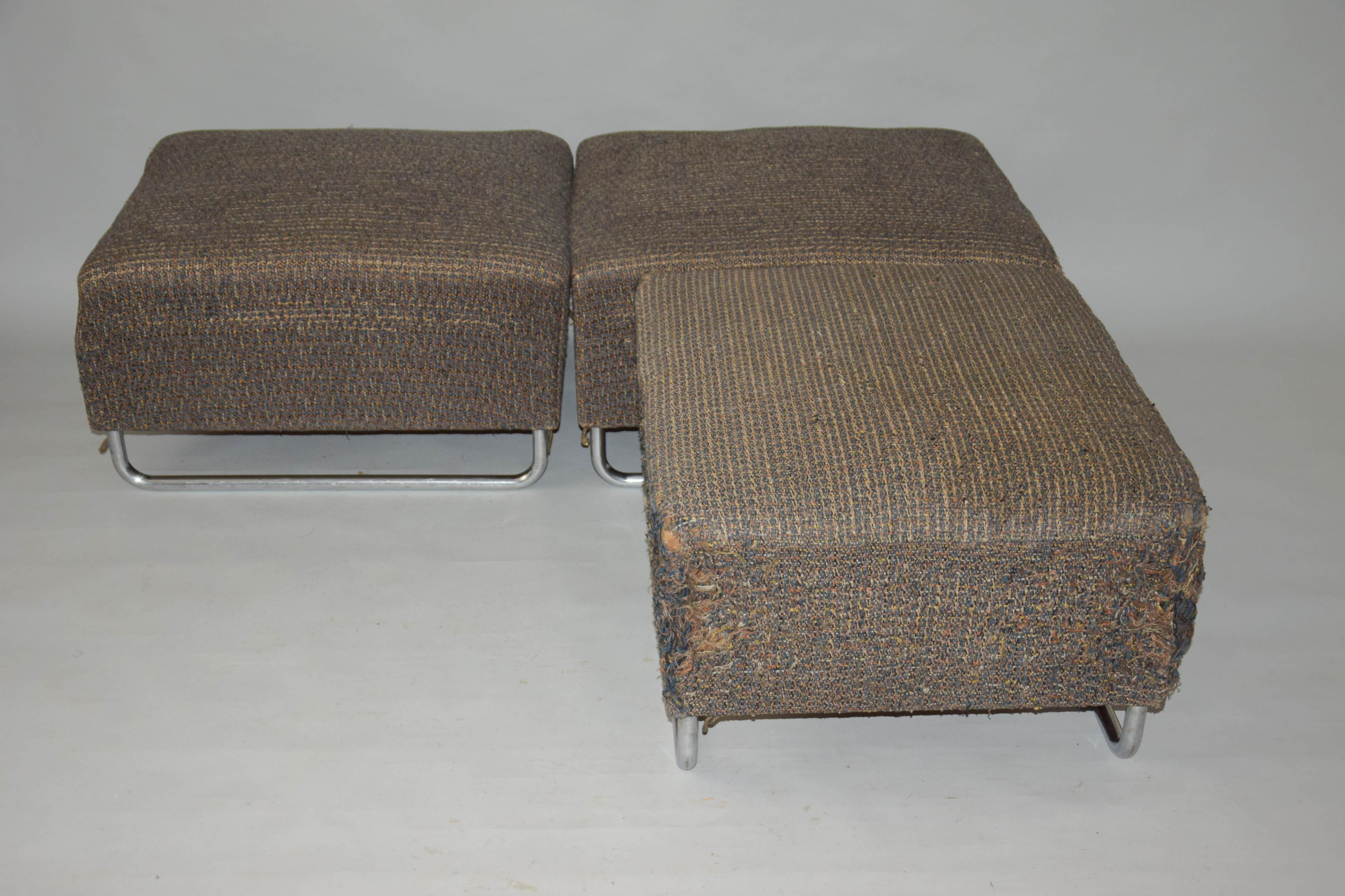 1930s Set of Tree Halabala Stools or variable sofa H-120 by ÚP závody Brno  In Fair Condition In Praha, CZ