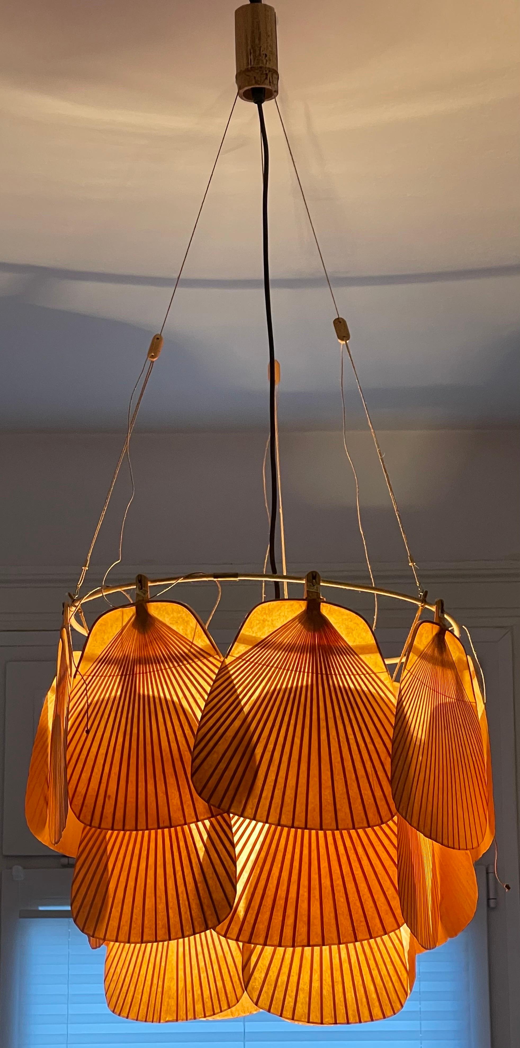 Japonisme Set of three rare Ingo Maurer Light Fixtures from the Uchiwa Series, 1970s