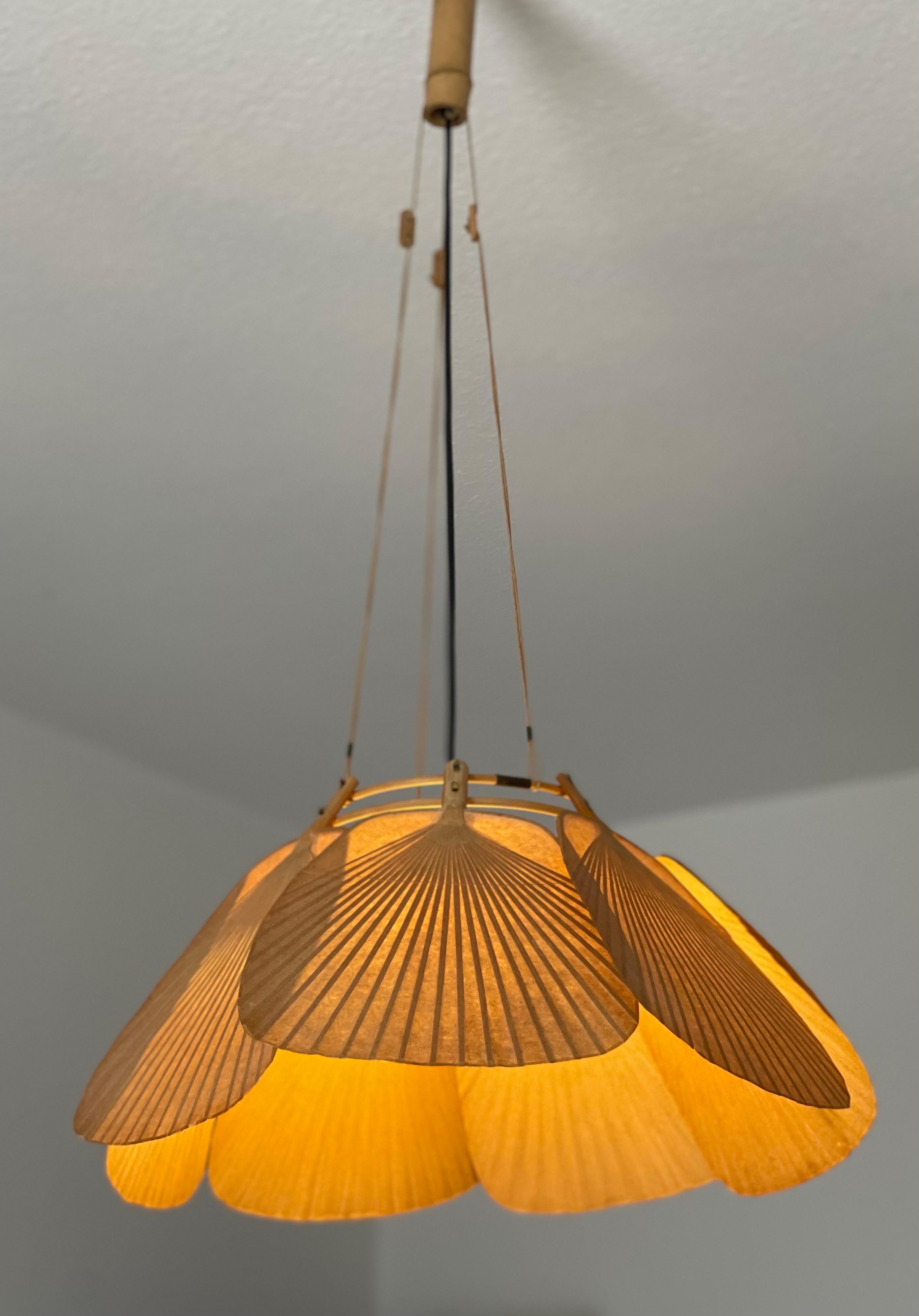 German Set of three rare Ingo Maurer Light Fixtures from the Uchiwa Series, 1970s