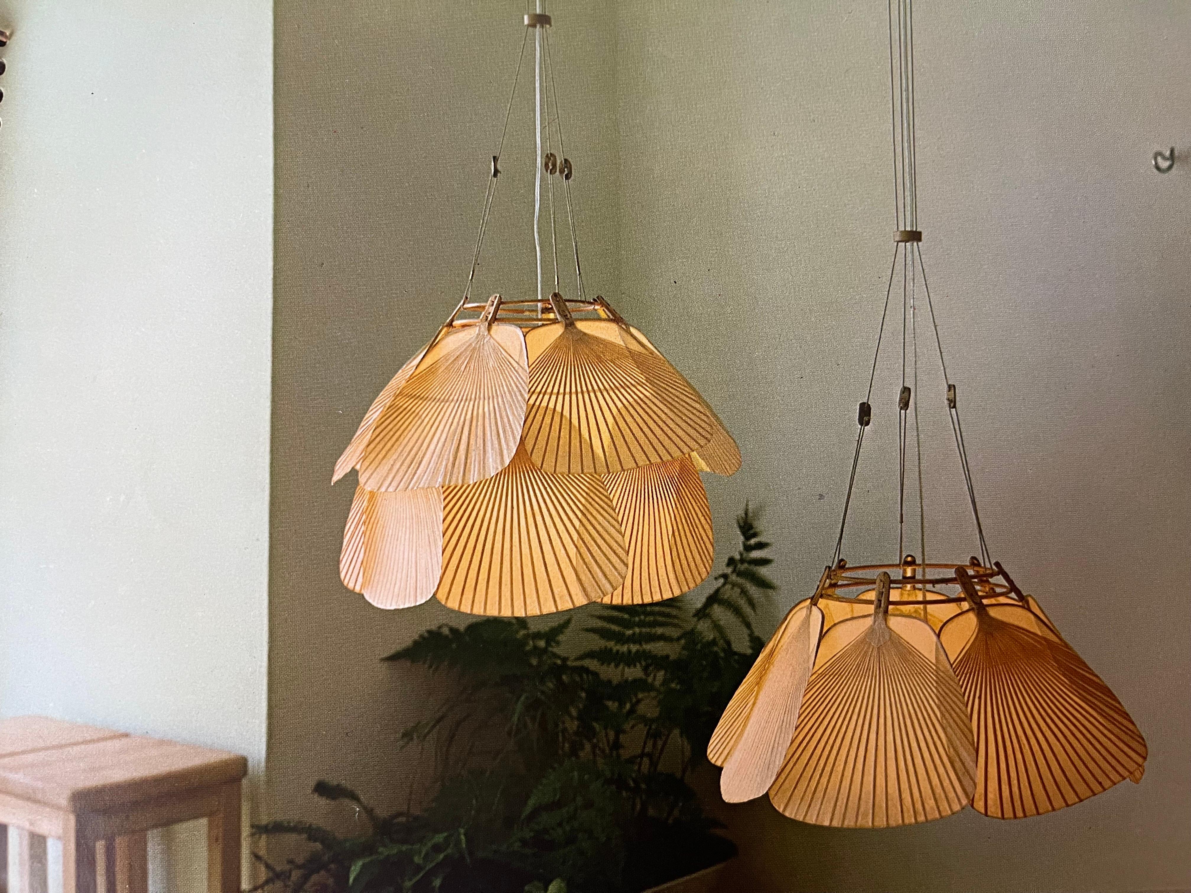 Set of three rare Ingo Maurer Light Fixtures from the Uchiwa Series, 1970s In Good Condition In Wiesbaden, Hessen