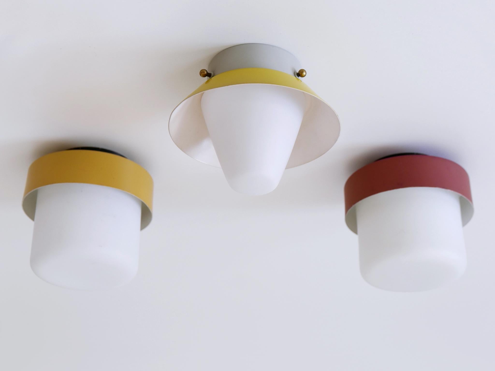 Mid-20th Century Set of Three Rare & Lovely Ceiling Fixtures or Flush Mounts Germany 1960s For Sale