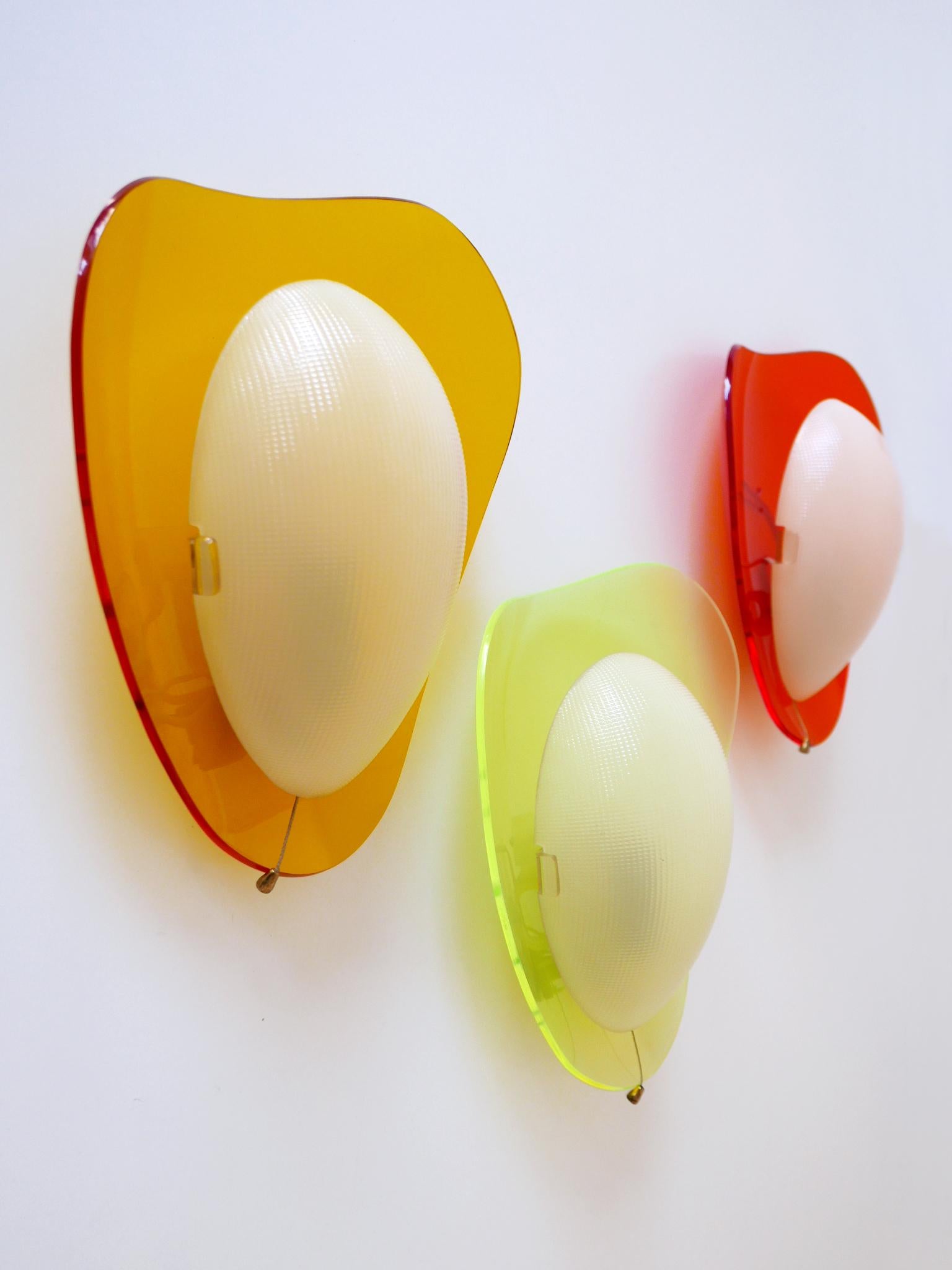 Set of Three Rare Mid-Century Modern Lucite Sconces 'Candies' 1960s Germany In Good Condition For Sale In Munich, DE