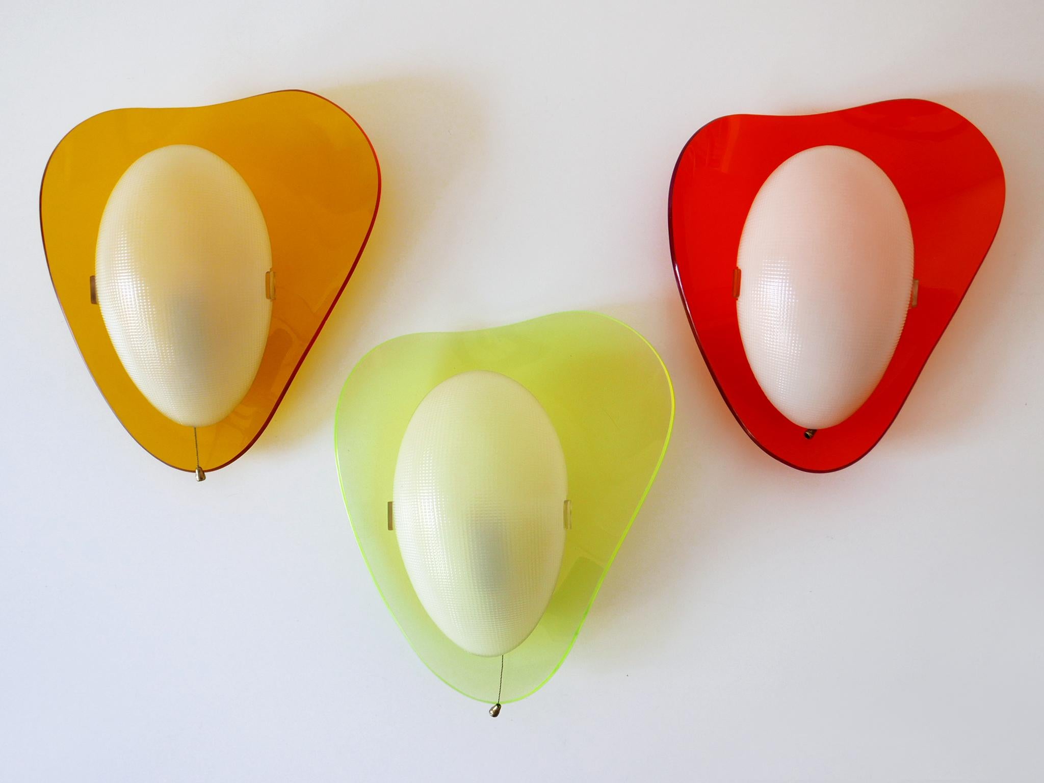 Mid-20th Century Set of Three Rare Mid-Century Modern Lucite Sconces 'Candies' 1960s Germany For Sale