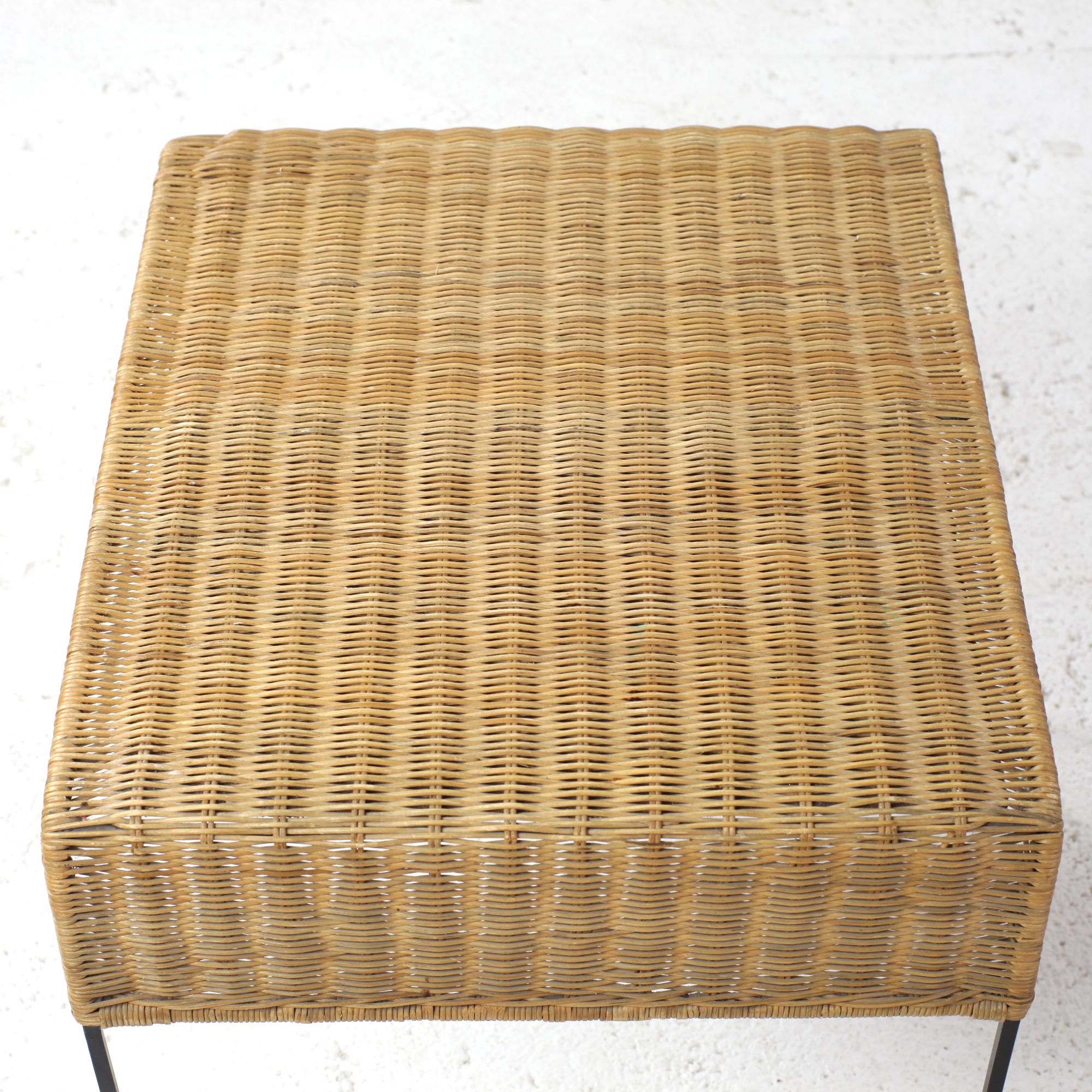 Set of Three Rattan and Iron Nesting Coffee Tables France 1960s For Sale 1