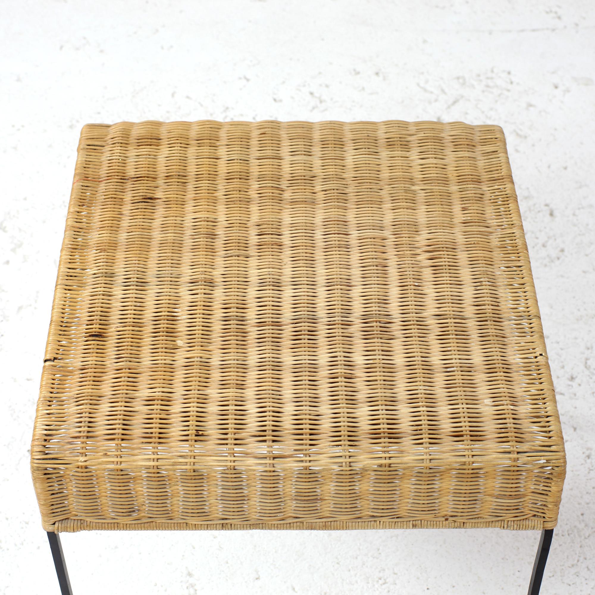 Set of Three Rattan and Iron Nesting Coffee Tables France 1960s For Sale 2