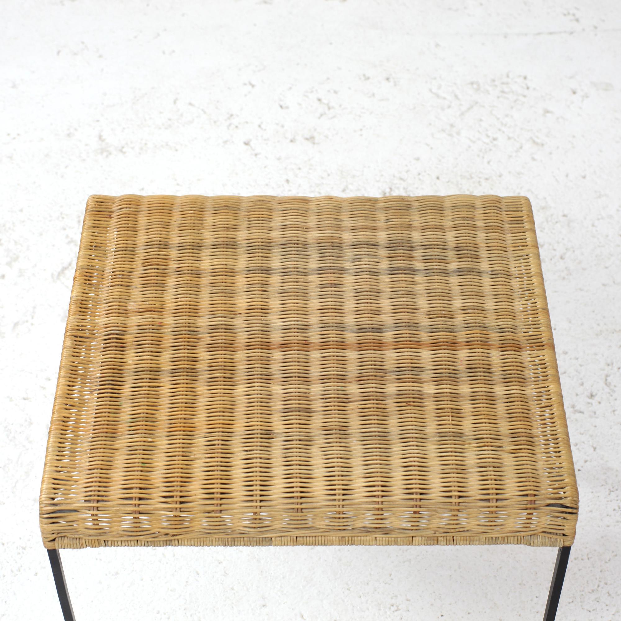 Set of Three Rattan and Iron Nesting Coffee Tables France 1960s For Sale 3