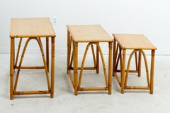 Set of Three Rattan Nesting Tables