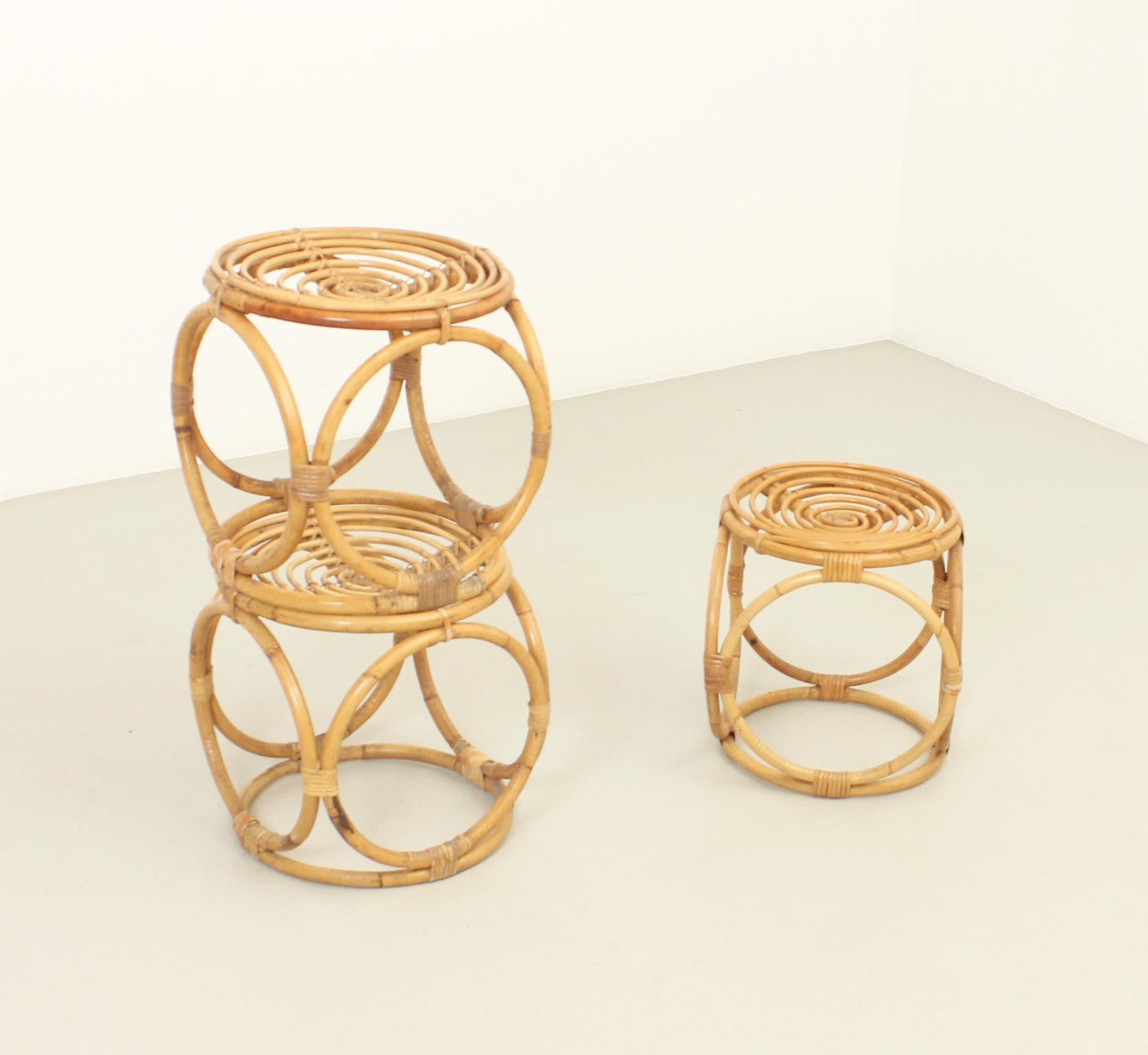 Set of Three Rattan Stools from 1970's, Spain For Sale 4