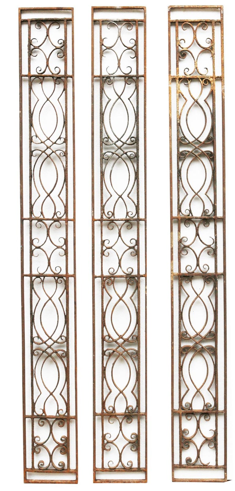 Set of Three Reclaimed 19th Century Wrought Iron Panels For Sale at 1stdibs