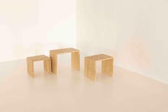Ensemble de trois tables gigognes rectangulaires en travertin, Pays-Bas, 1970
