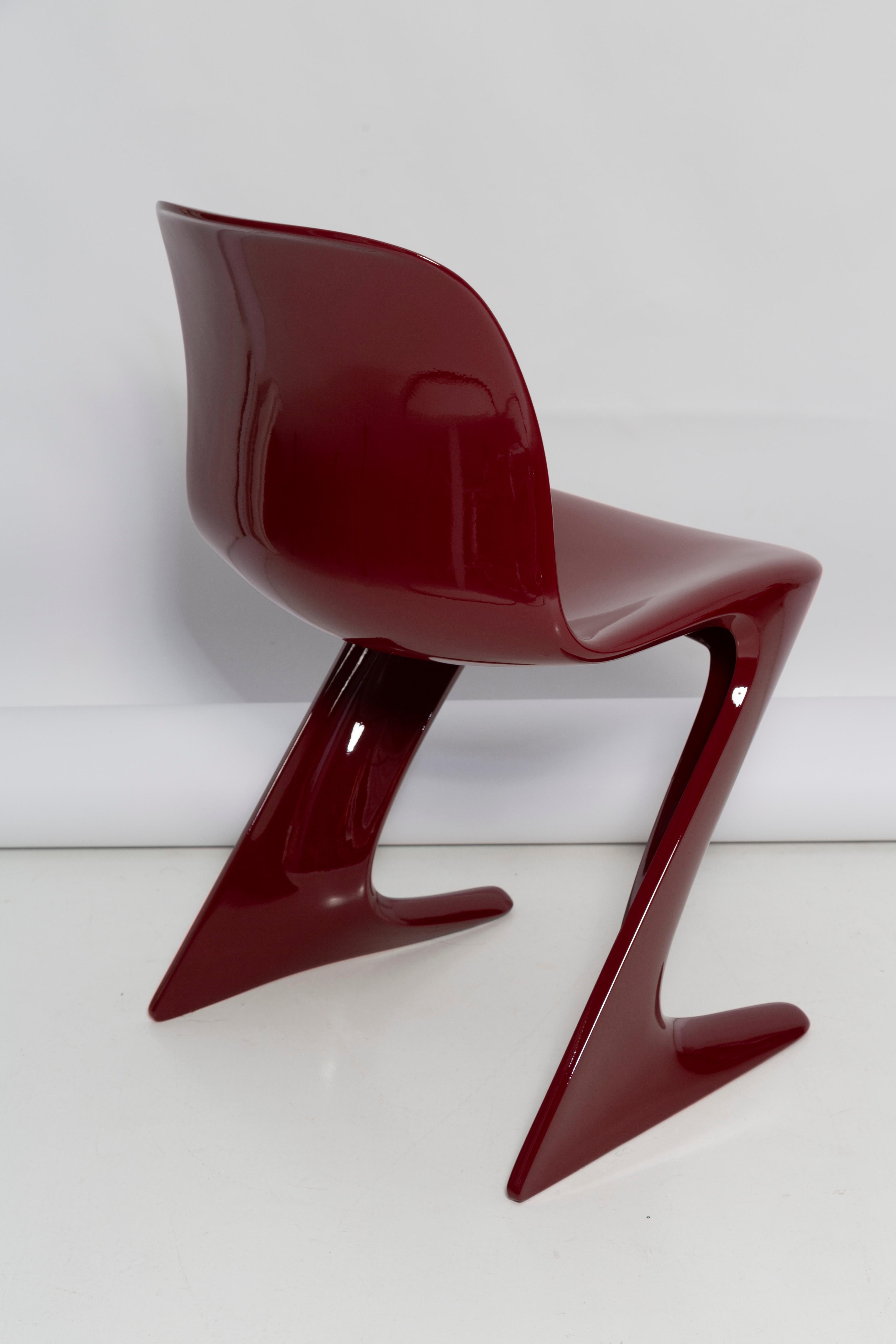 Set of Three Red Wine Kangaroo Chairs Designed by Ernst Moeckl, Germany, 1968 For Sale 3