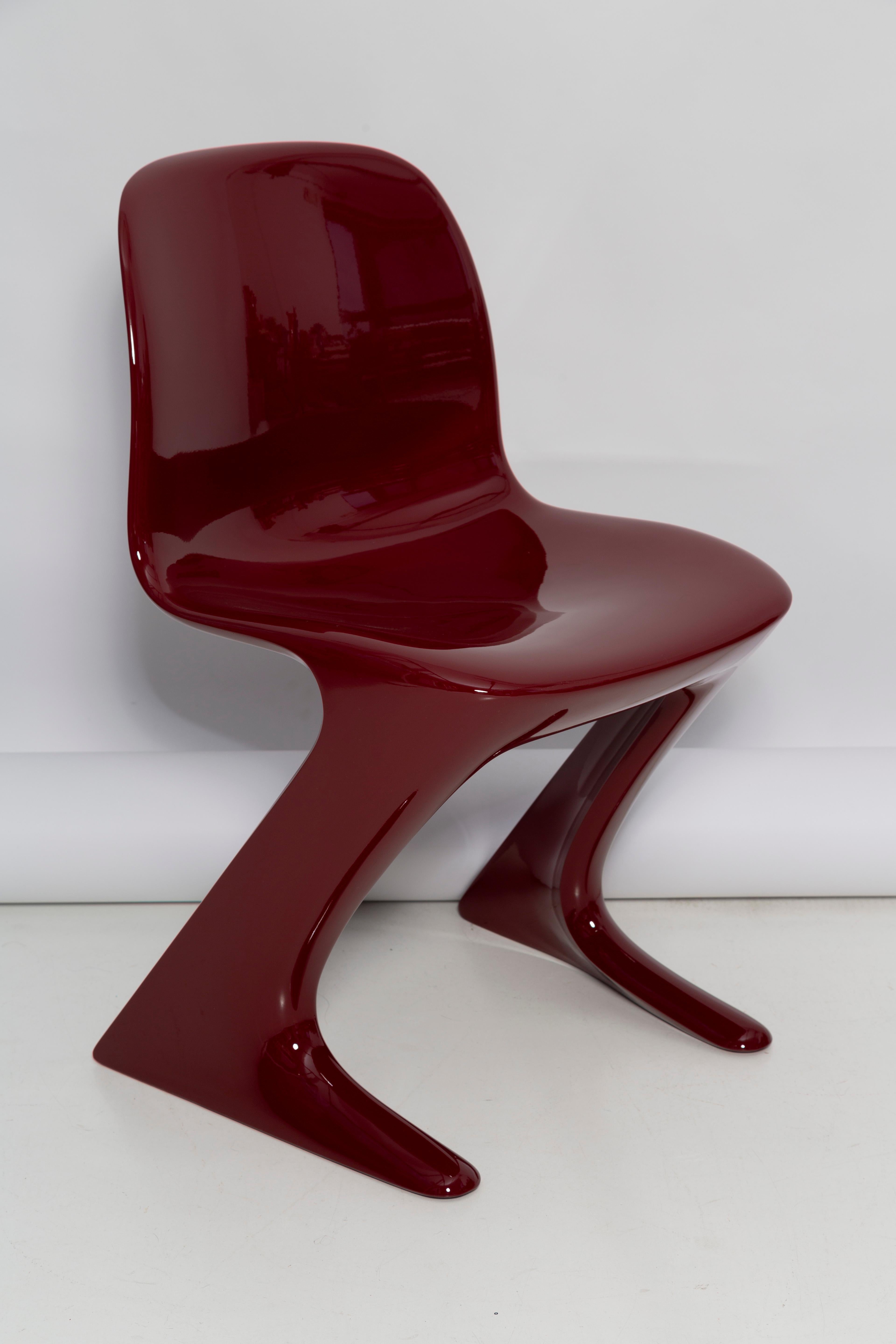 Satz von drei Kangaroo-Stühlen in Rotwein, entworfen von Ernst Moeckl, Deutschland, 1968 im Angebot 2