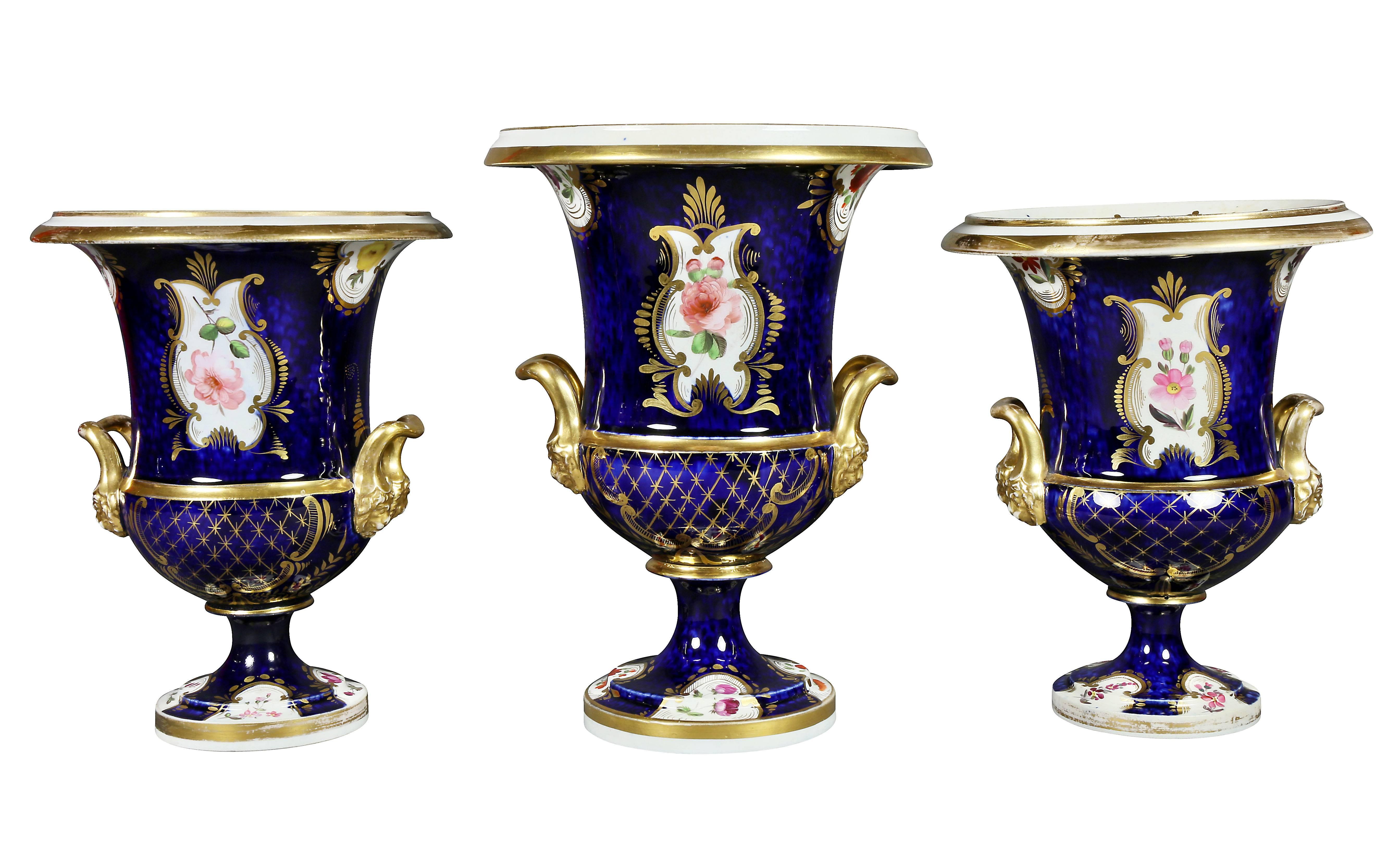 Set of Three Regency Pottery Urn Form Vases 2