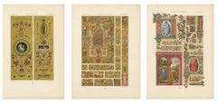 Set of Three Renaissance Religious Ornament Chromolithographs by Racinet, 1873