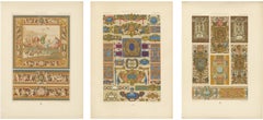 Set of Three Renaissance Religious Ornament Chromolithographs by Racinet, 1873