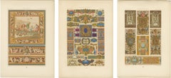 Ensemble de trois chromolithographies représentant des motifs religieux de la Renaissance, par Racinet, 1873