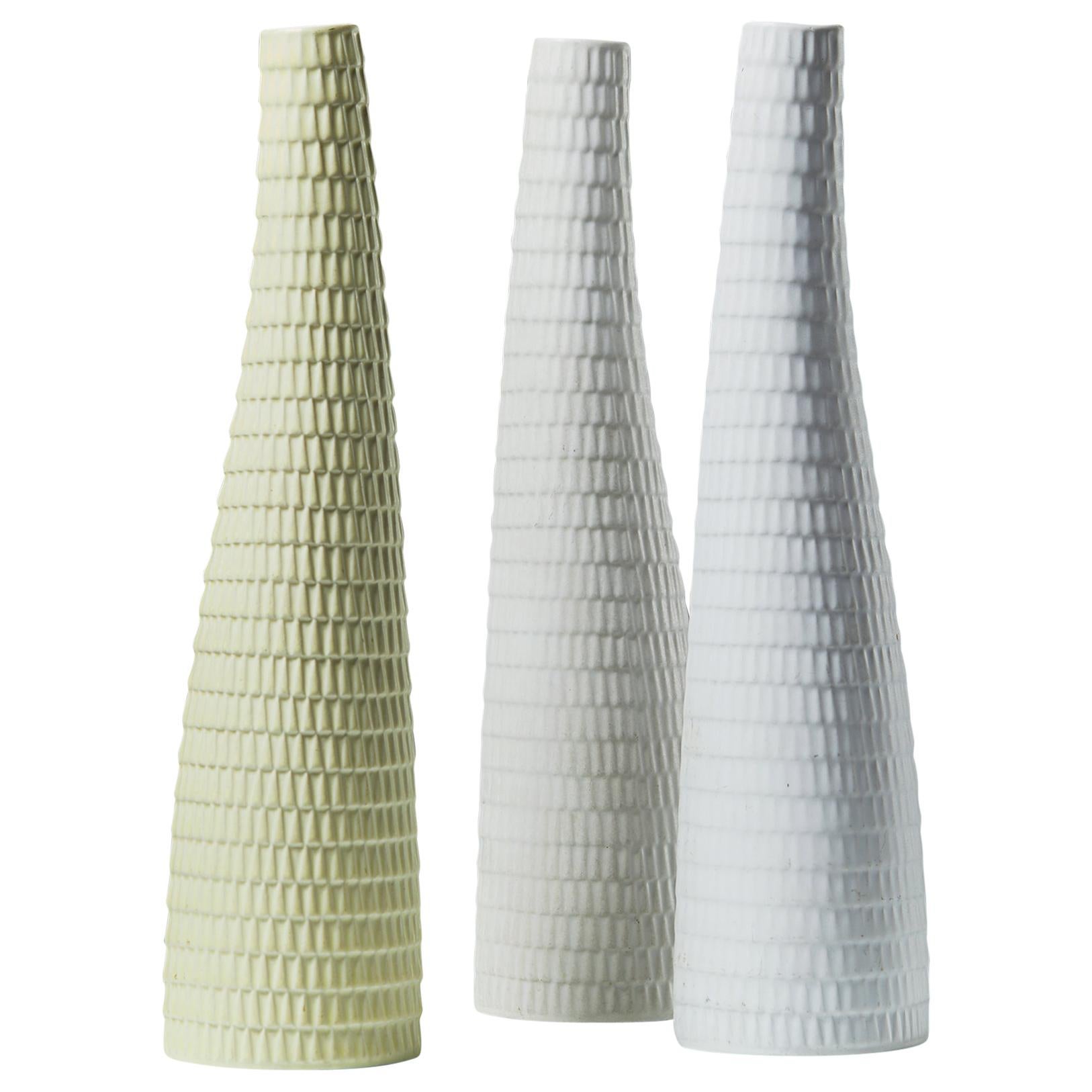 Set of Three “Reptil” Vases Designed by Stig Lindberg for Gustavsberg