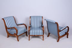 Set di tre poltrone Biedermeier restaurate, Oak, abete rosso, noce, Austria, anni ’30 del XIX secolo