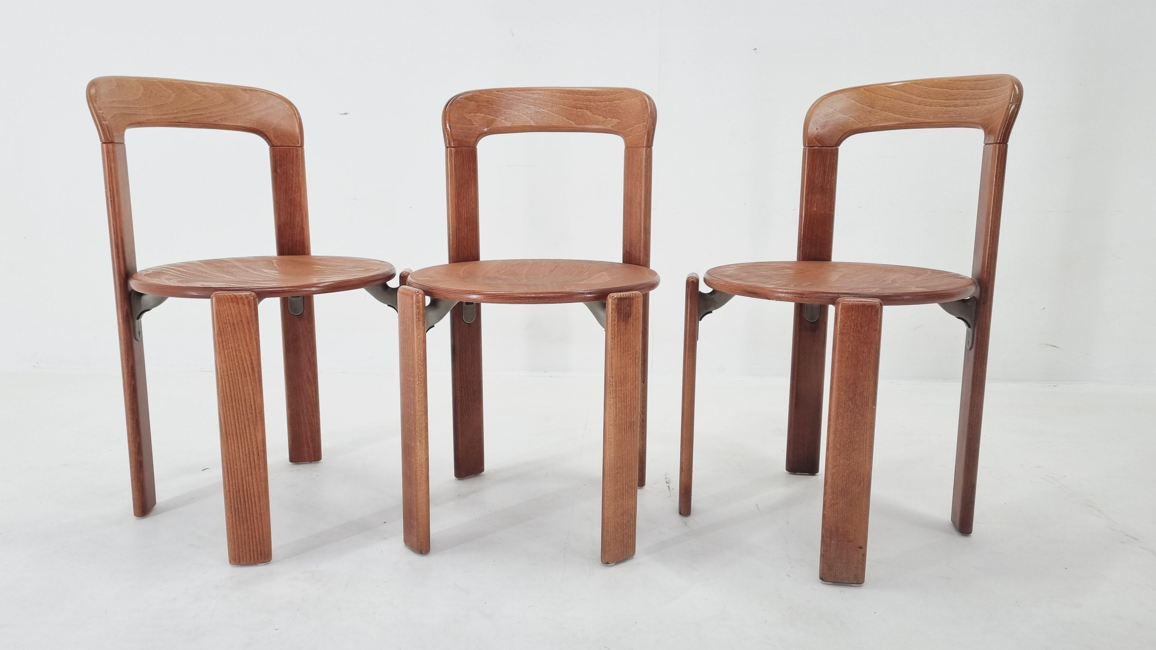 Set of Three Rey Chairs by Bruno Rey, Switzerland, 1970s 3