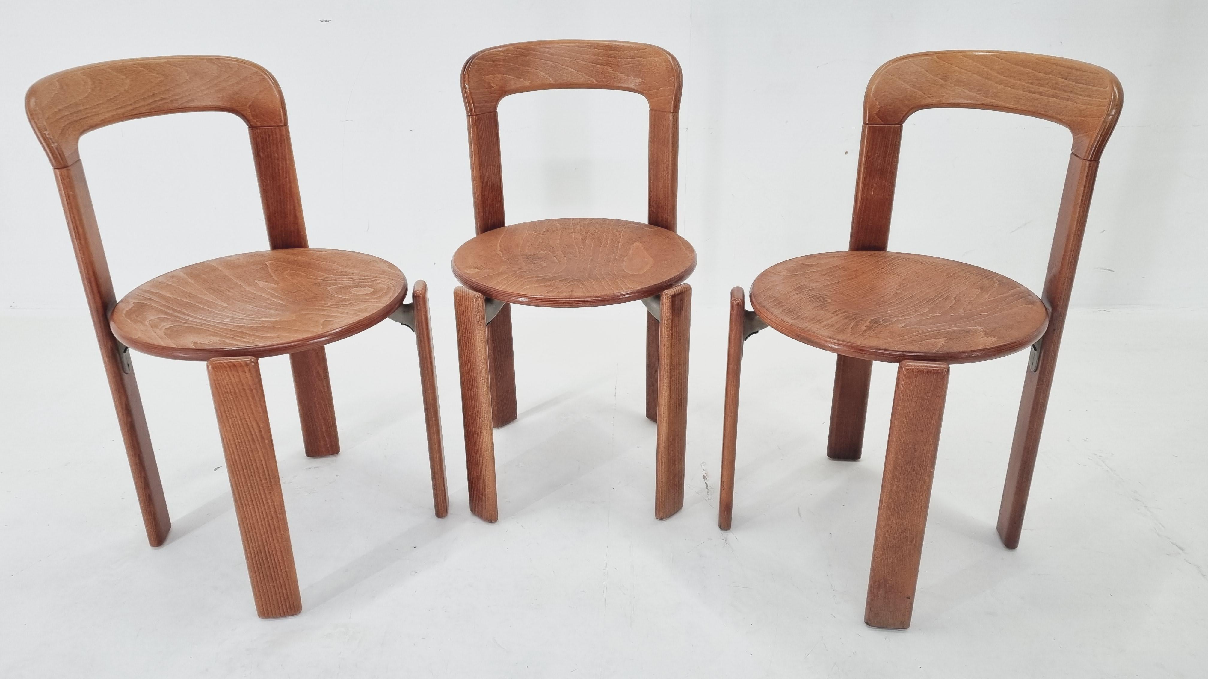 Set of Three Rey Chairs by Bruno Rey, Switzerland, 1970s 4